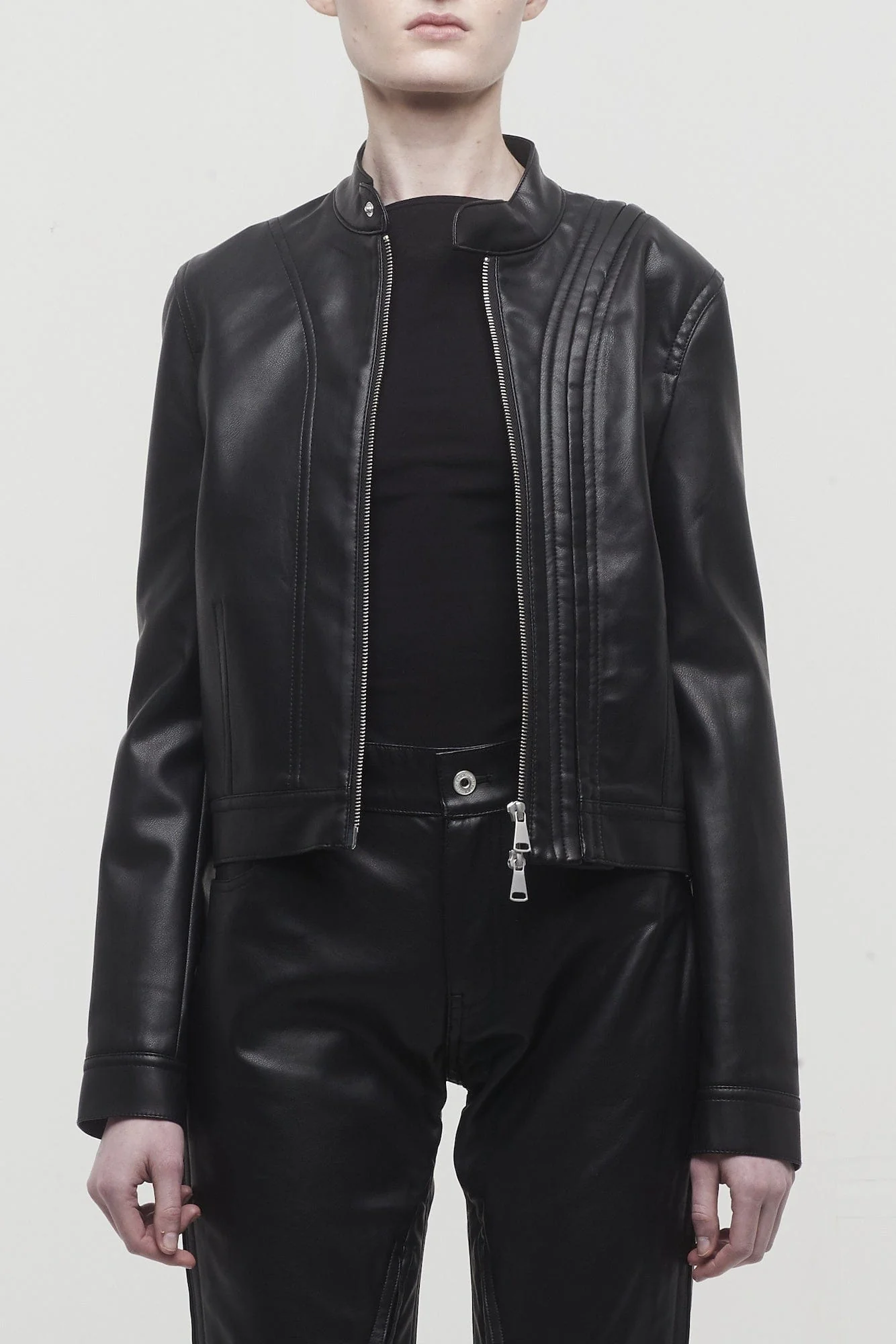Y/Project Hook and Eye Leather Moto Jacket - Image 4
