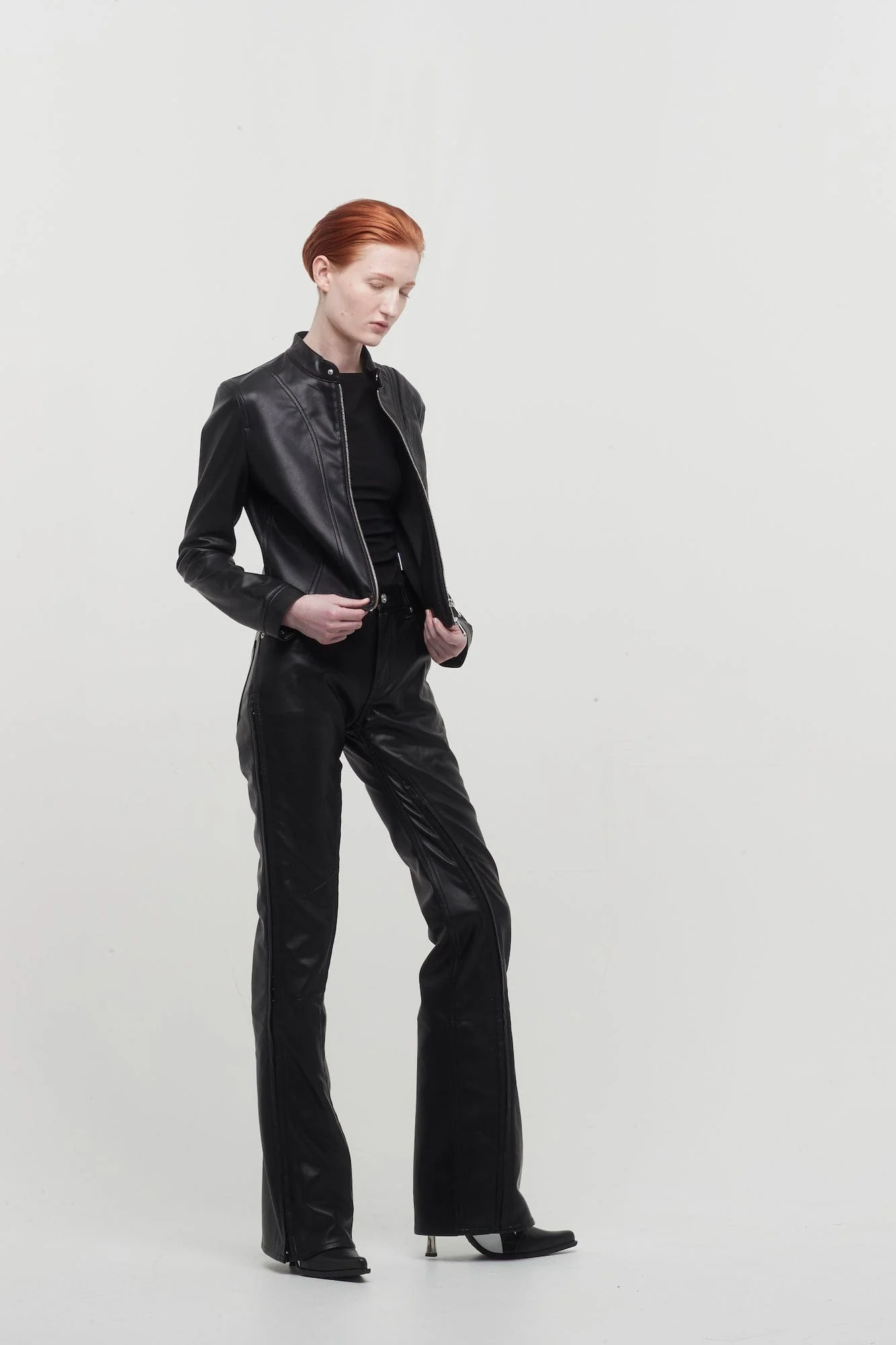 Y/Project Hook and Eye Slim Leather Pants - Image 4