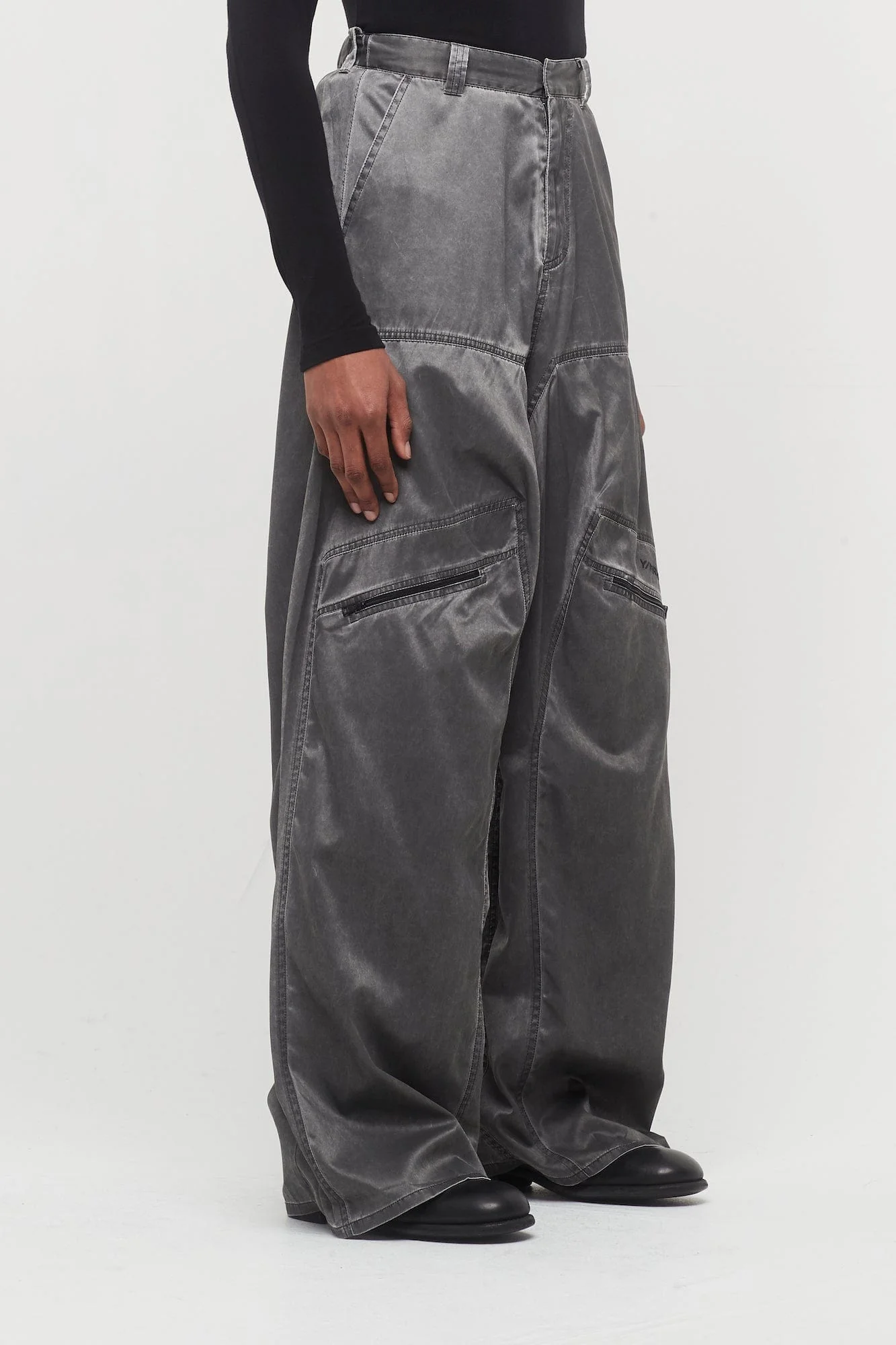 Y/Project Pop Up Pants in Washed Black - Image 2