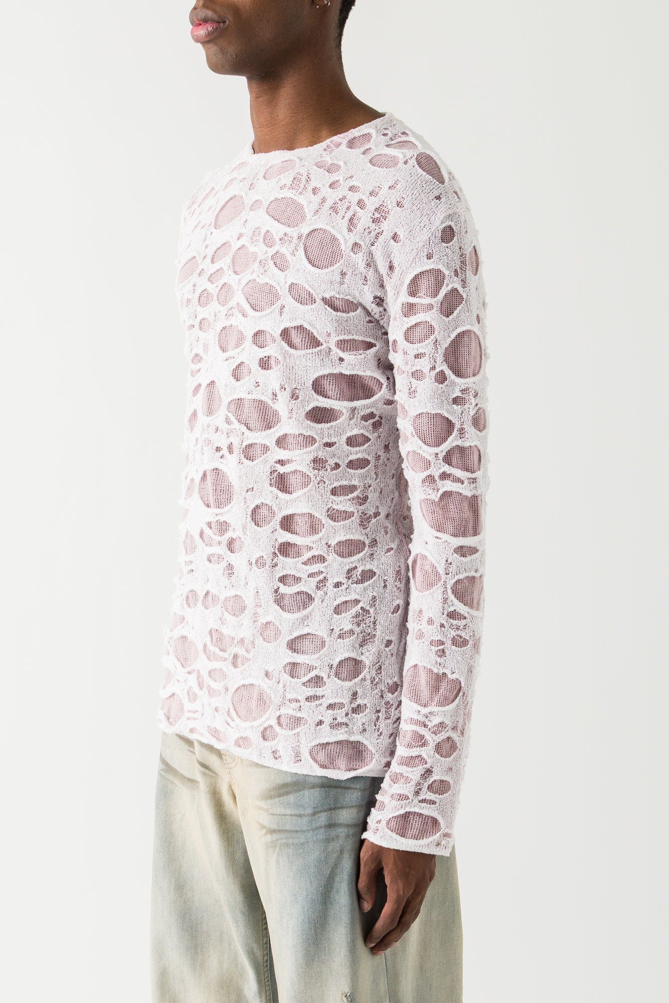 Acne Studios Distressed Knit Top in Light Pink - Image 2