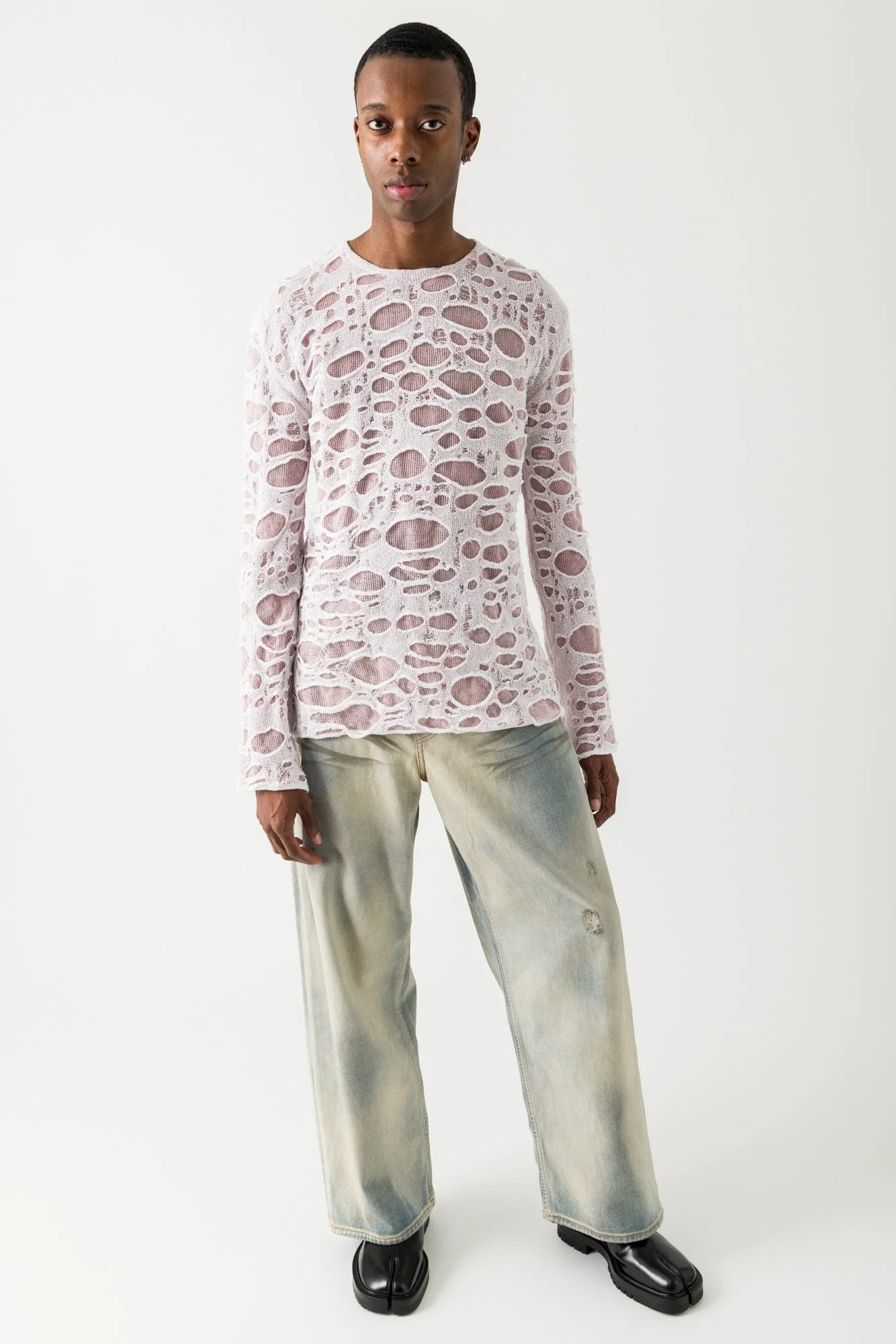 Acne Studios Distressed Knit Top in Light Pink - Image 4