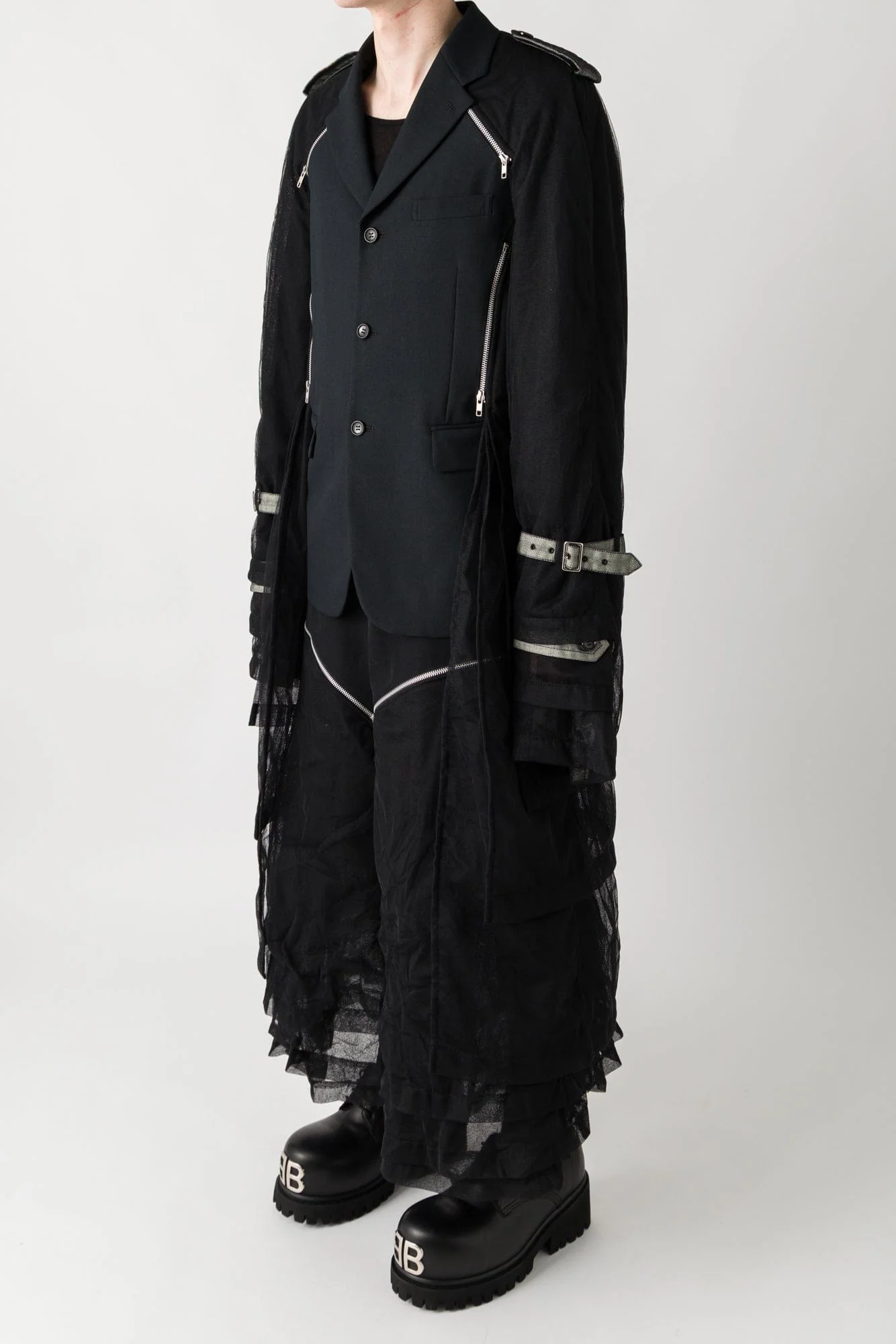 Comme des Garçons Homme Plus Bondage Layered Blazer in Black - Image 2