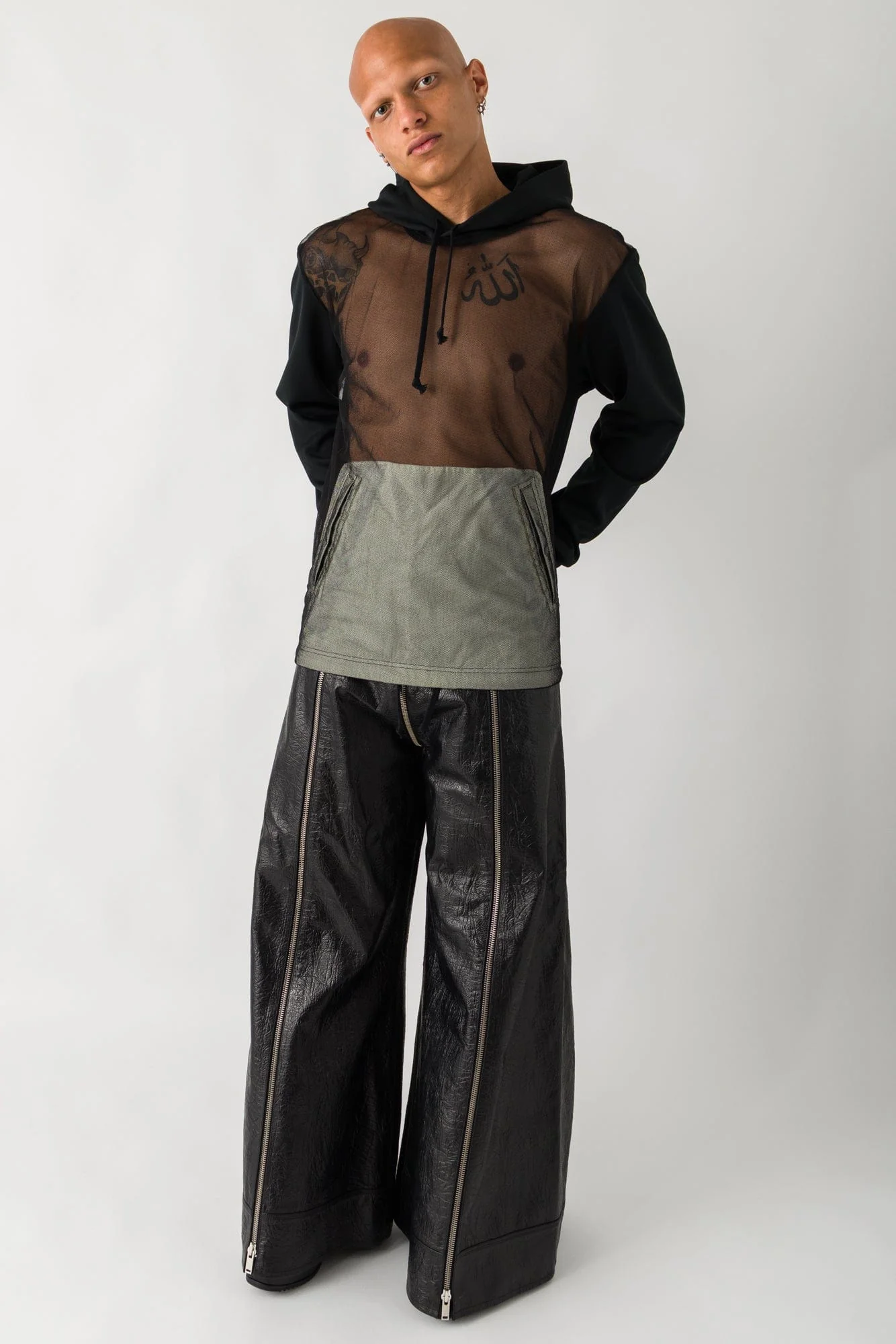Comme des Garçons Homme Plus Tulle Detailed Hoodie - Image 4