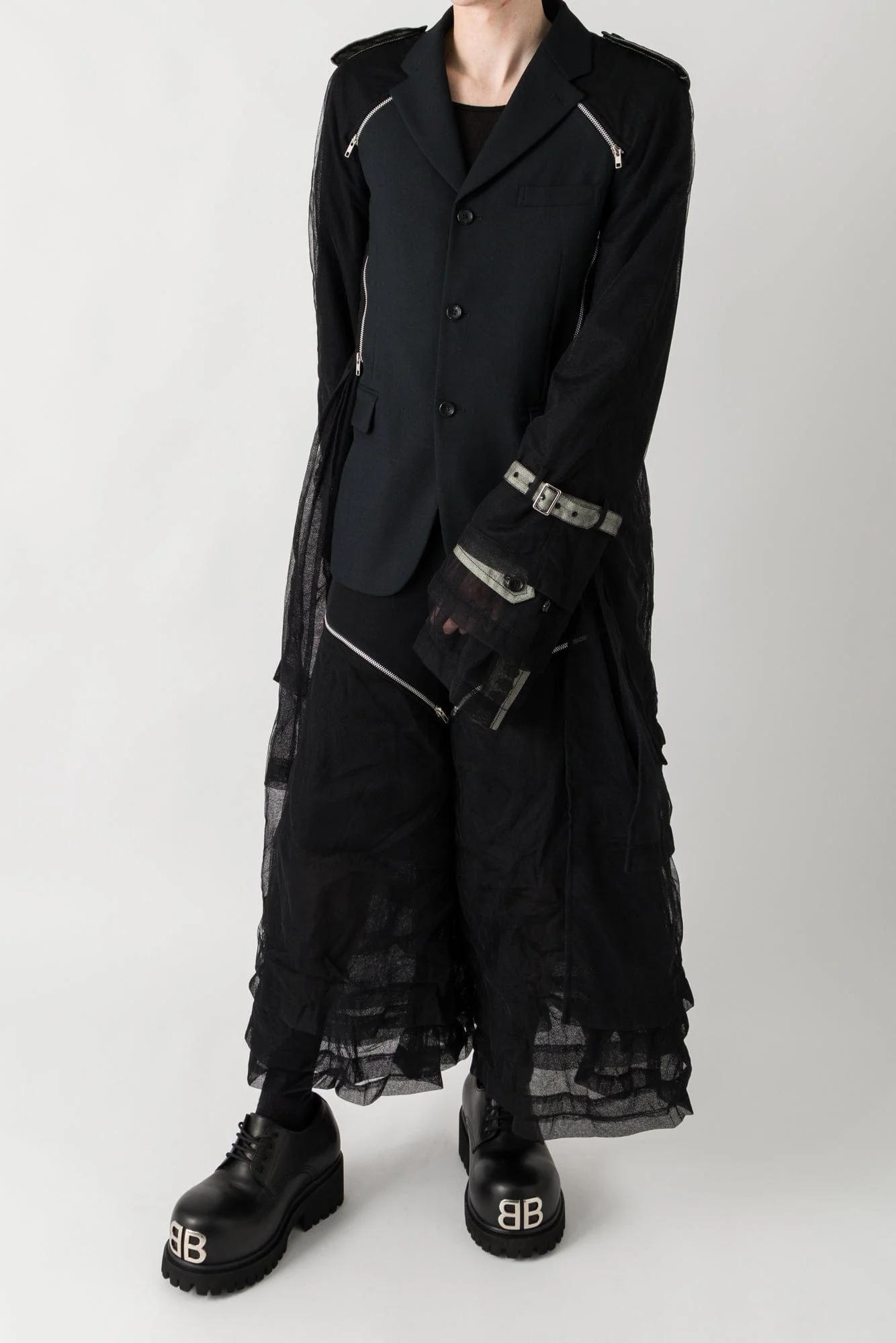 Comme des Garçons Homme Plus Tulle Layered Zip Off Trousers - Image 4