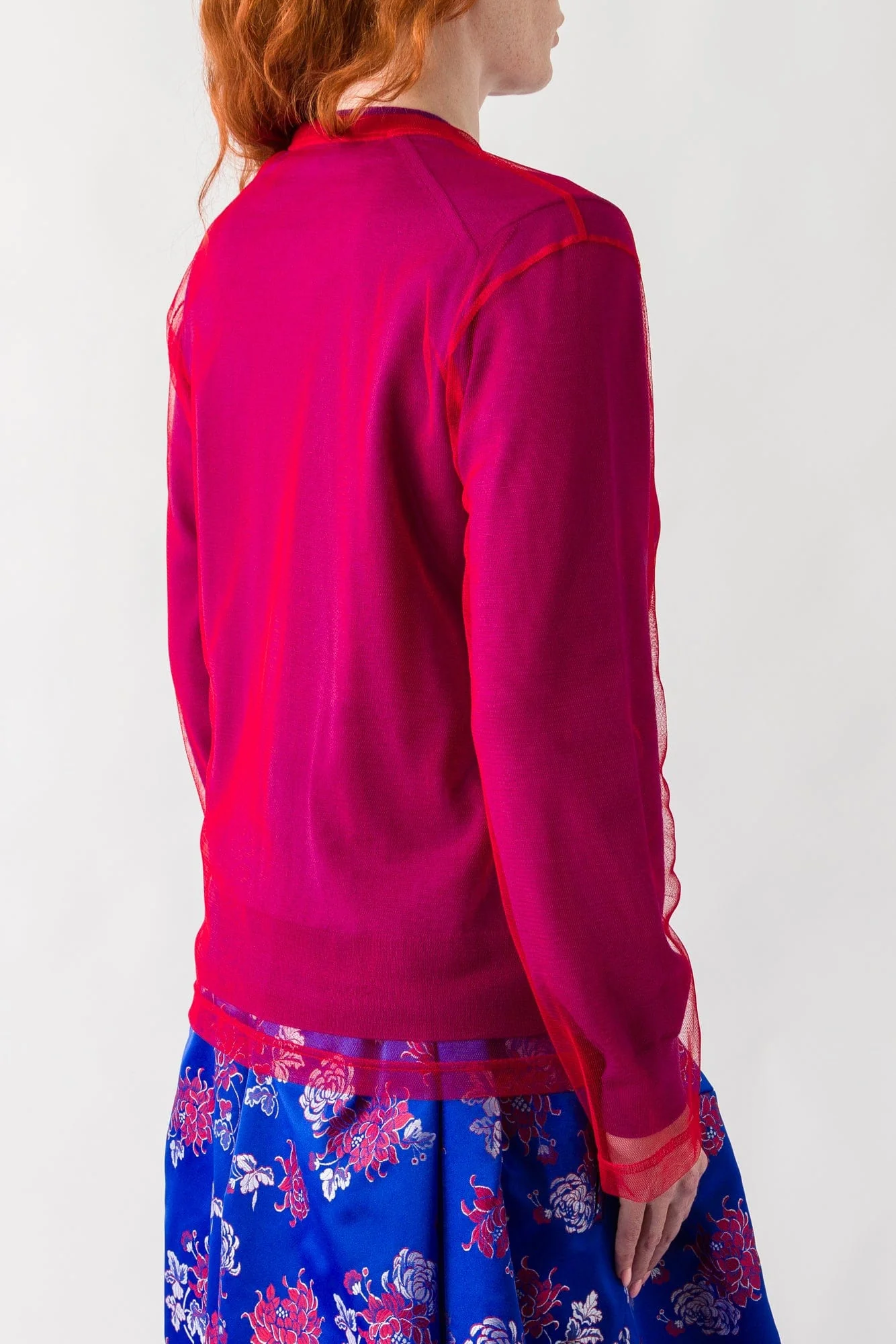 Comme des Garçons Tulle Layer Cardigan in Purple and Red - Image 3