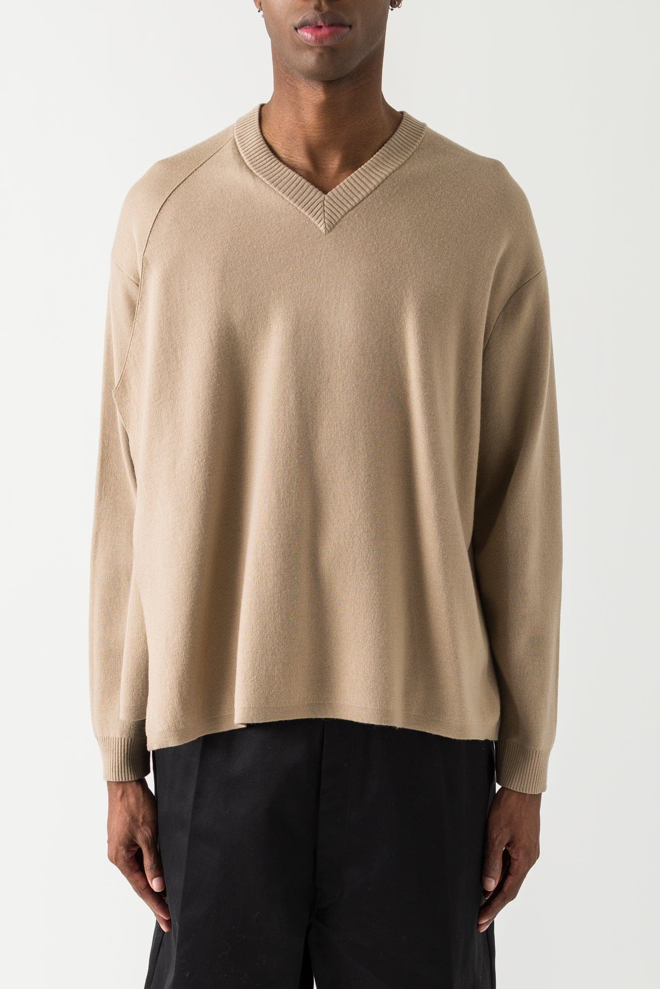 Craig Green Flag Knit V Neck in Beige SS25