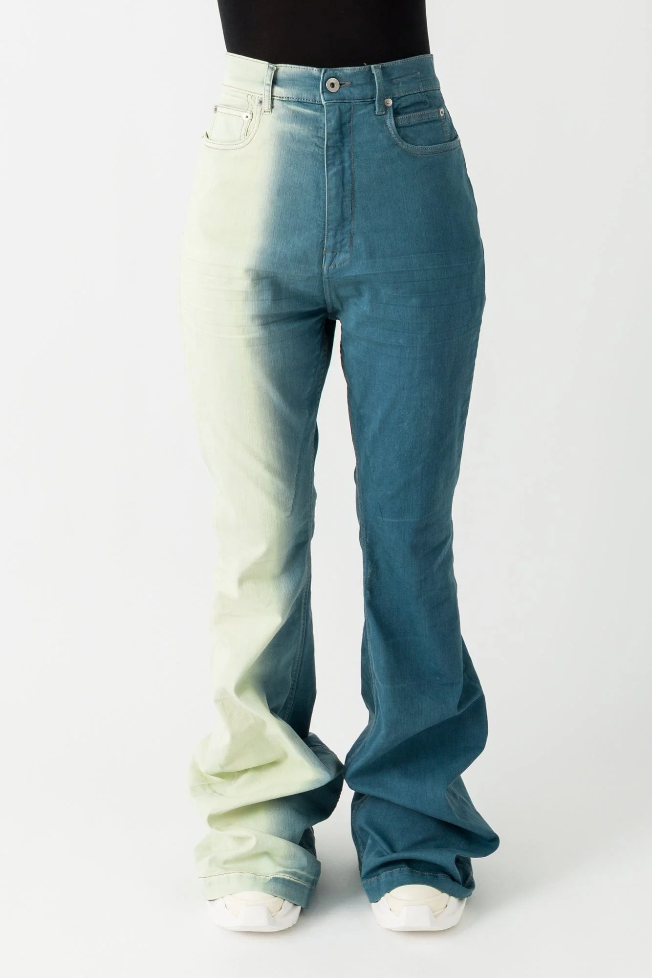 Rick Owens DRKSHDW Bolan Bootcut in Denim Toothpaste Degrade SS25