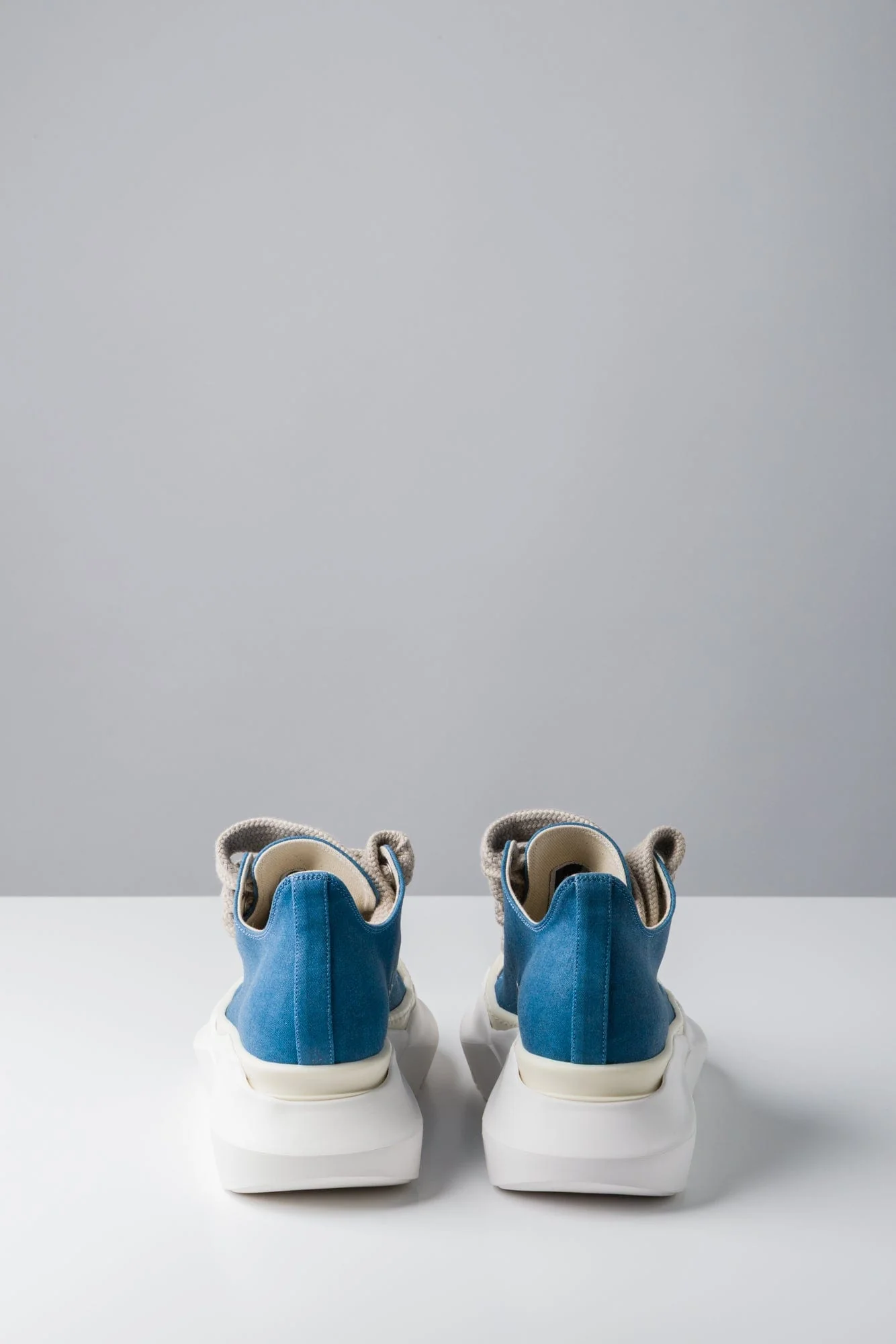 Rick Owens DRKSHDW Jumbo Laces Abstract Low Sneaks in Toothpaste / Milk - Image 5