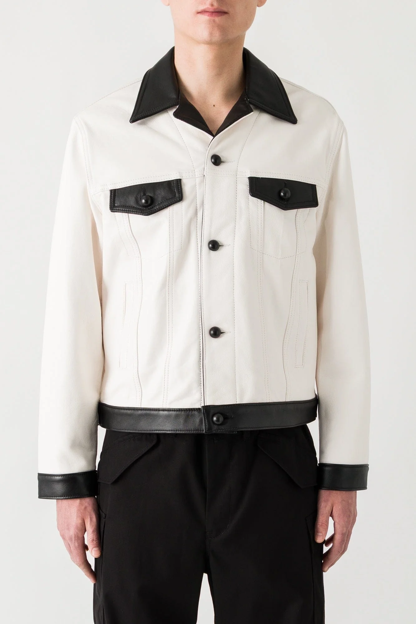 Ernest W. Baker Leather Spread Collar Jacket