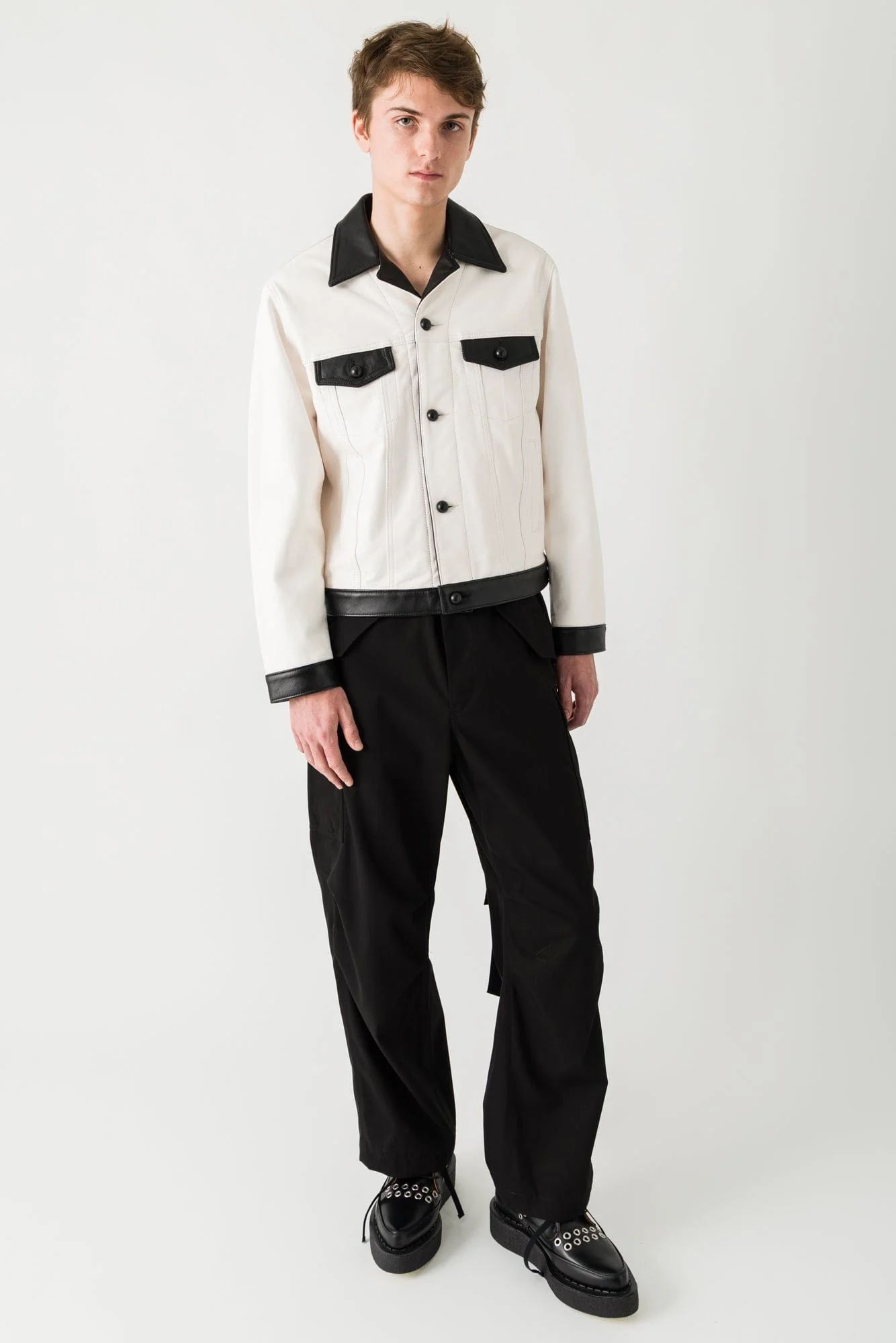 Ernest W. Baker Leather Spread Collar Jacket - Image 4