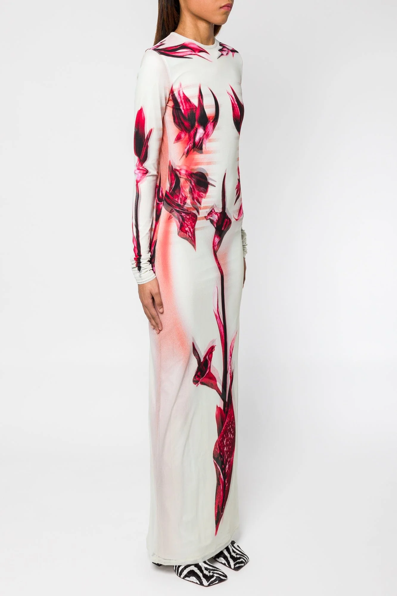 Jean Paul Gaultier Flower Body Morphing Mariniere Mesh Stretch Jersey Double Layered Dress SS25 - Image 2