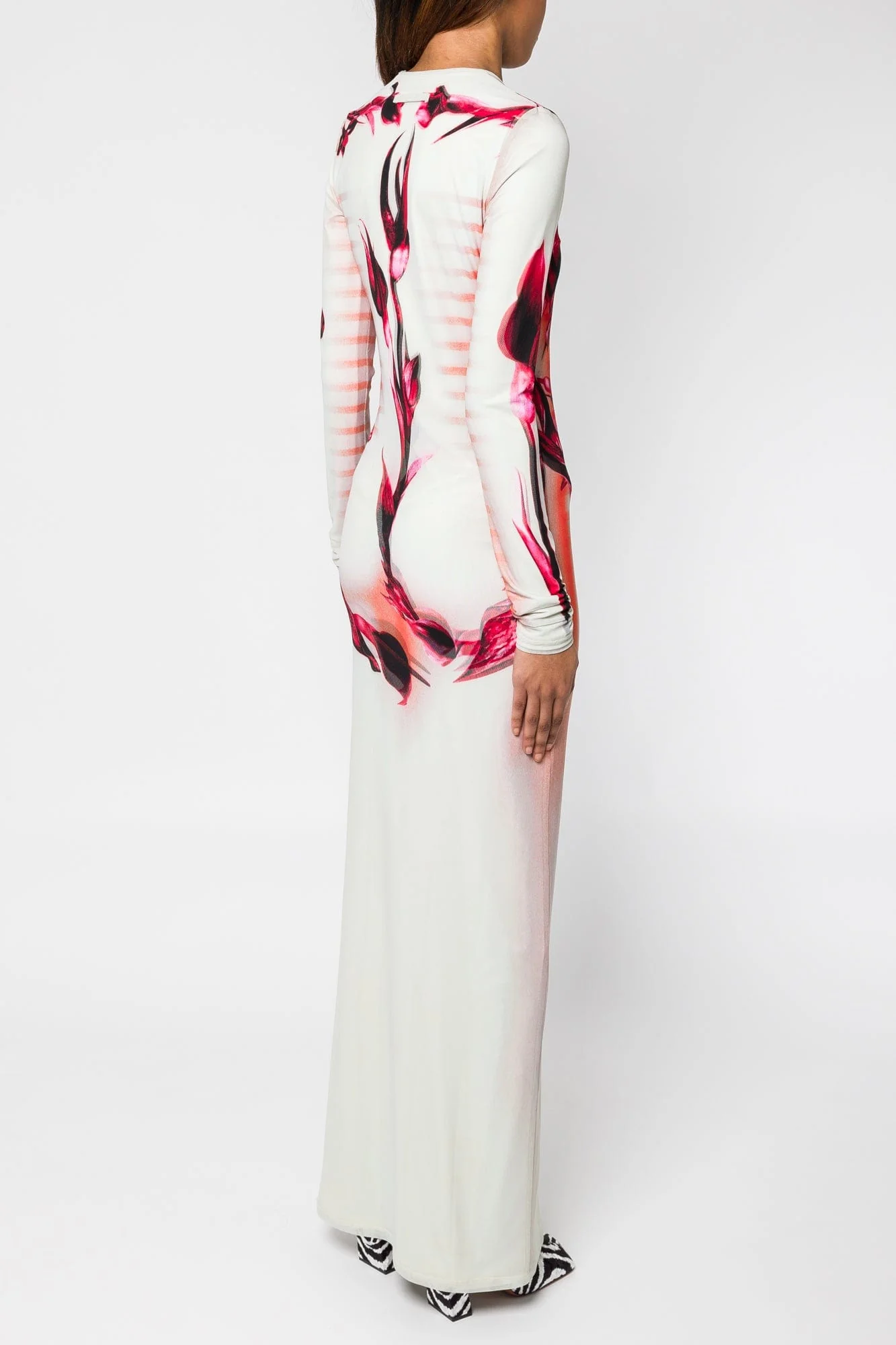 Jean Paul Gaultier Flower Body Morphing Mariniere Mesh Stretch Jersey Double Layered Dress SS25 - Image 3