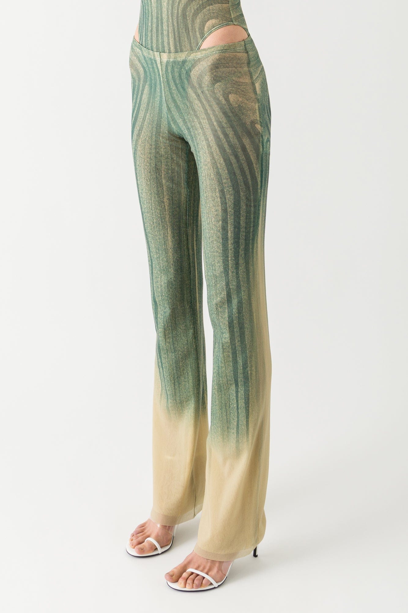 Jean Paul Gaultier Spiral Printed Mesh Trouser in Aqua - Image 2