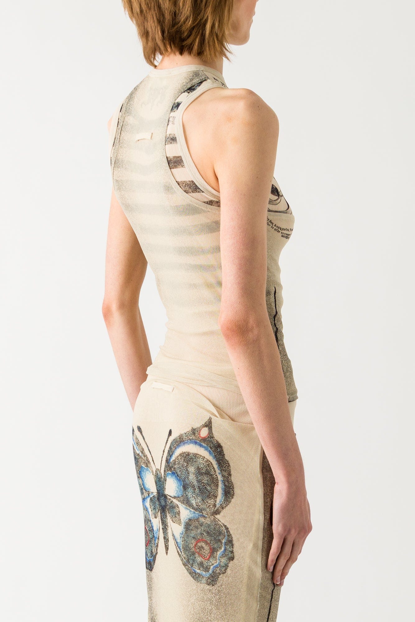 Jean Paul Gaultier Tattoo Rose and Bird Double Layer Tank - Image 3