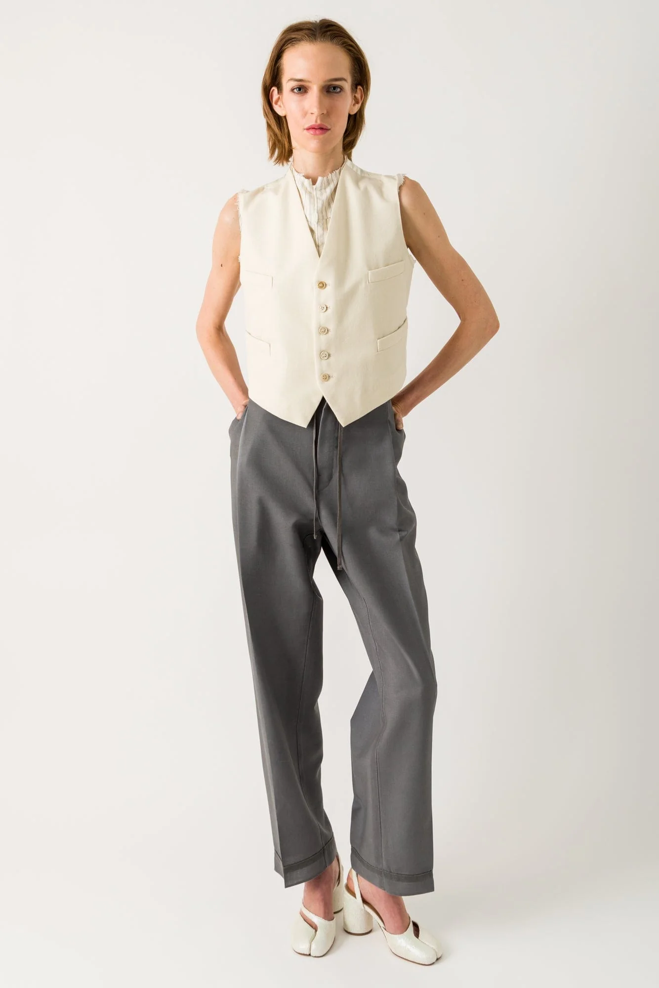 Maison Margiela Layered Gilet in White SS25 - Image 4