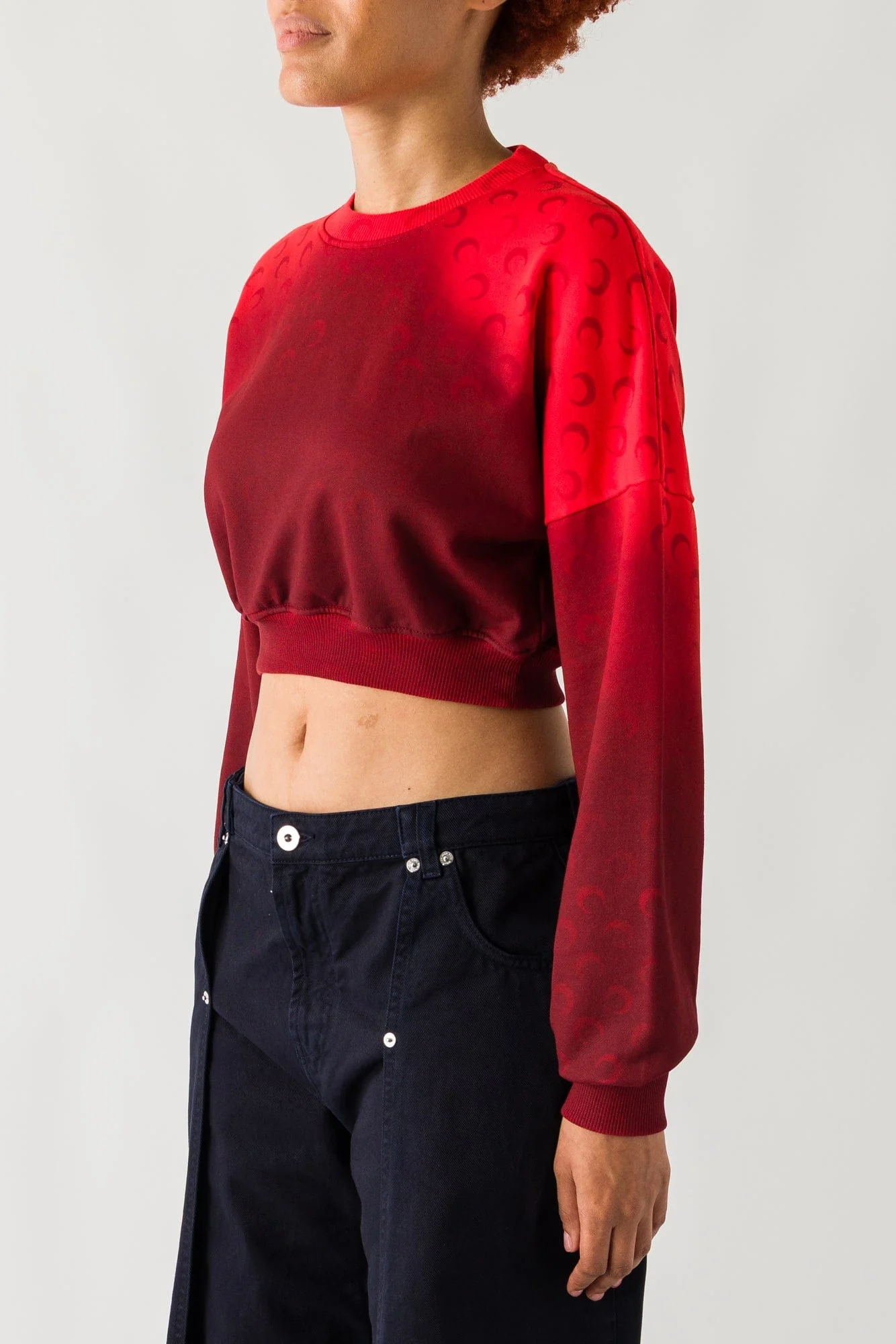 Marine Serre Moon Faded Fleece Cropped Sweatshirt - Image 2