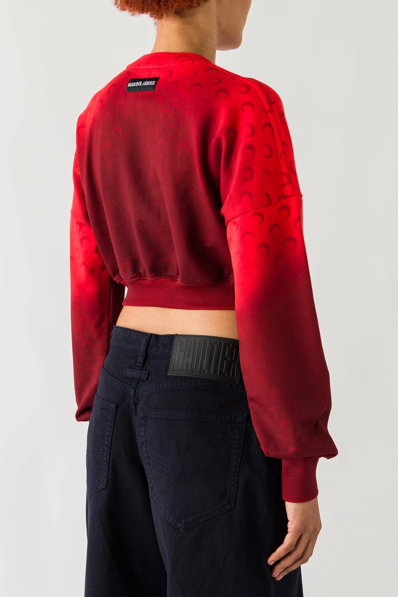 Marine Serre Moon Faded Fleece Cropped Sweatshirt - Image 3