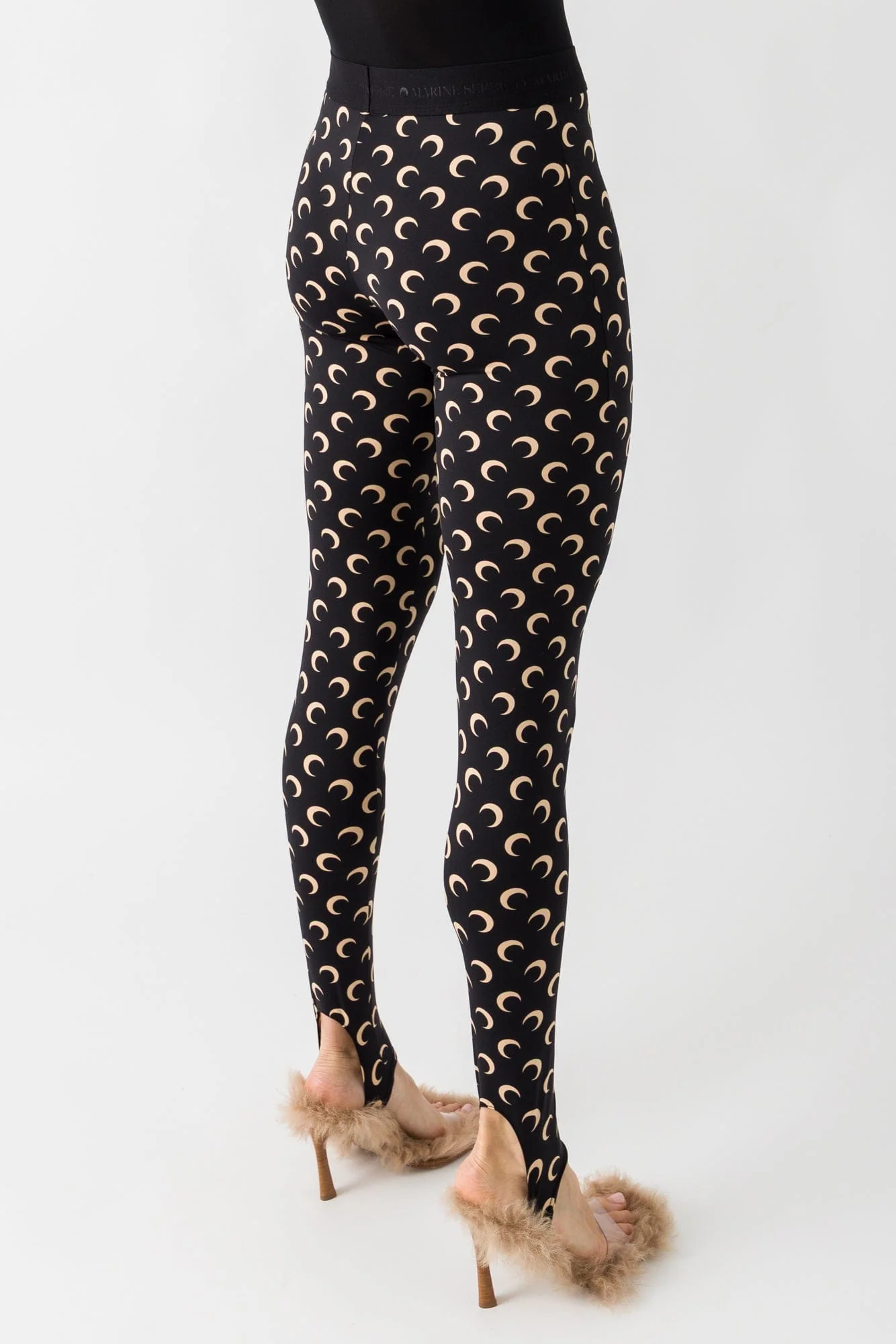 Marine Serre Recycled Moon Jersey Stirrup Leggings in Inverse Tan - Image 3