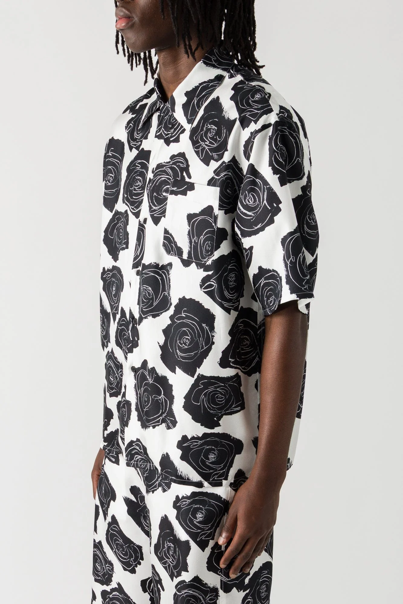 Marni Camp Collar Shirt in Black and White Floral - Image 2