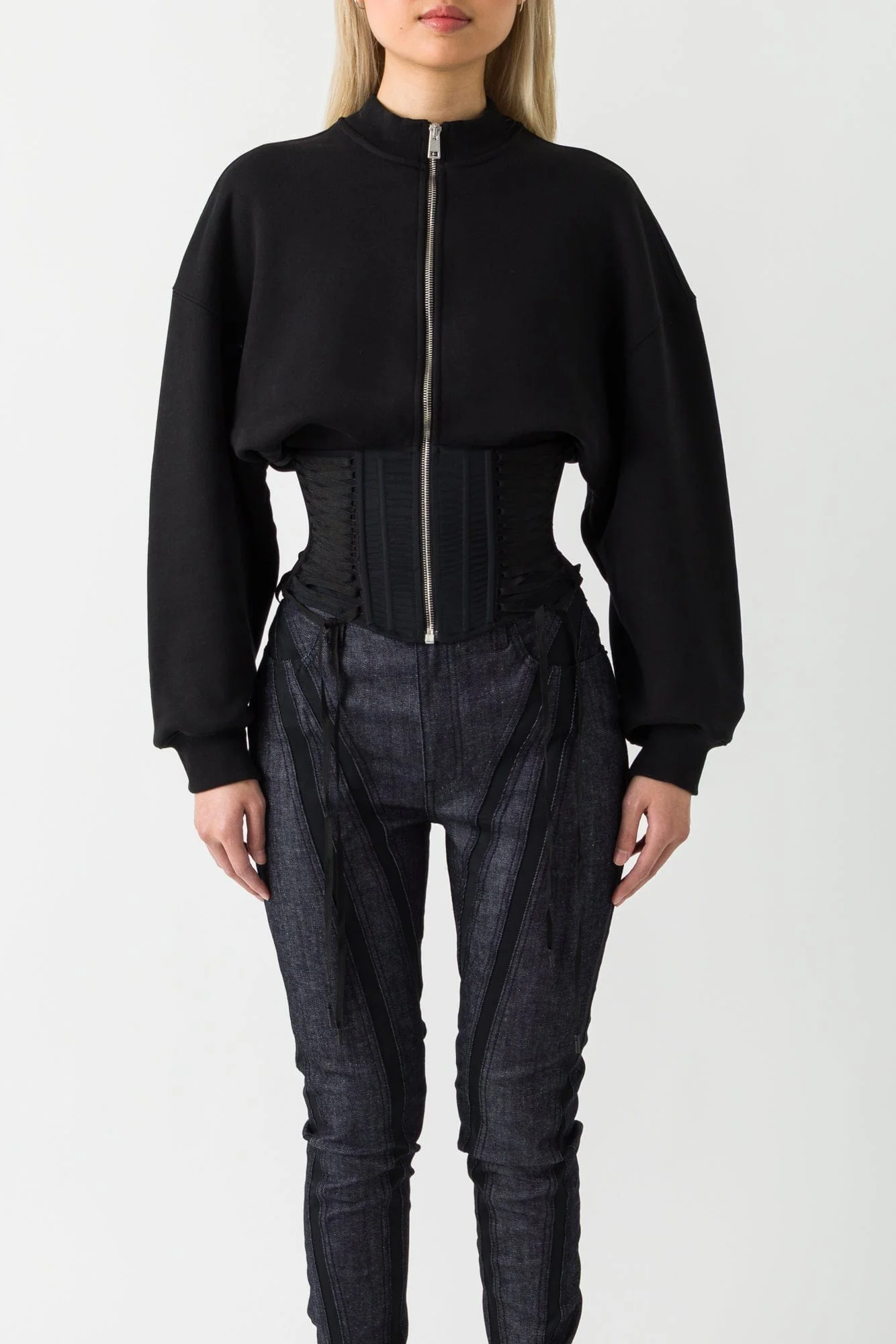 Mugler Fleece Corset Zip Up Sweatshirt SS25