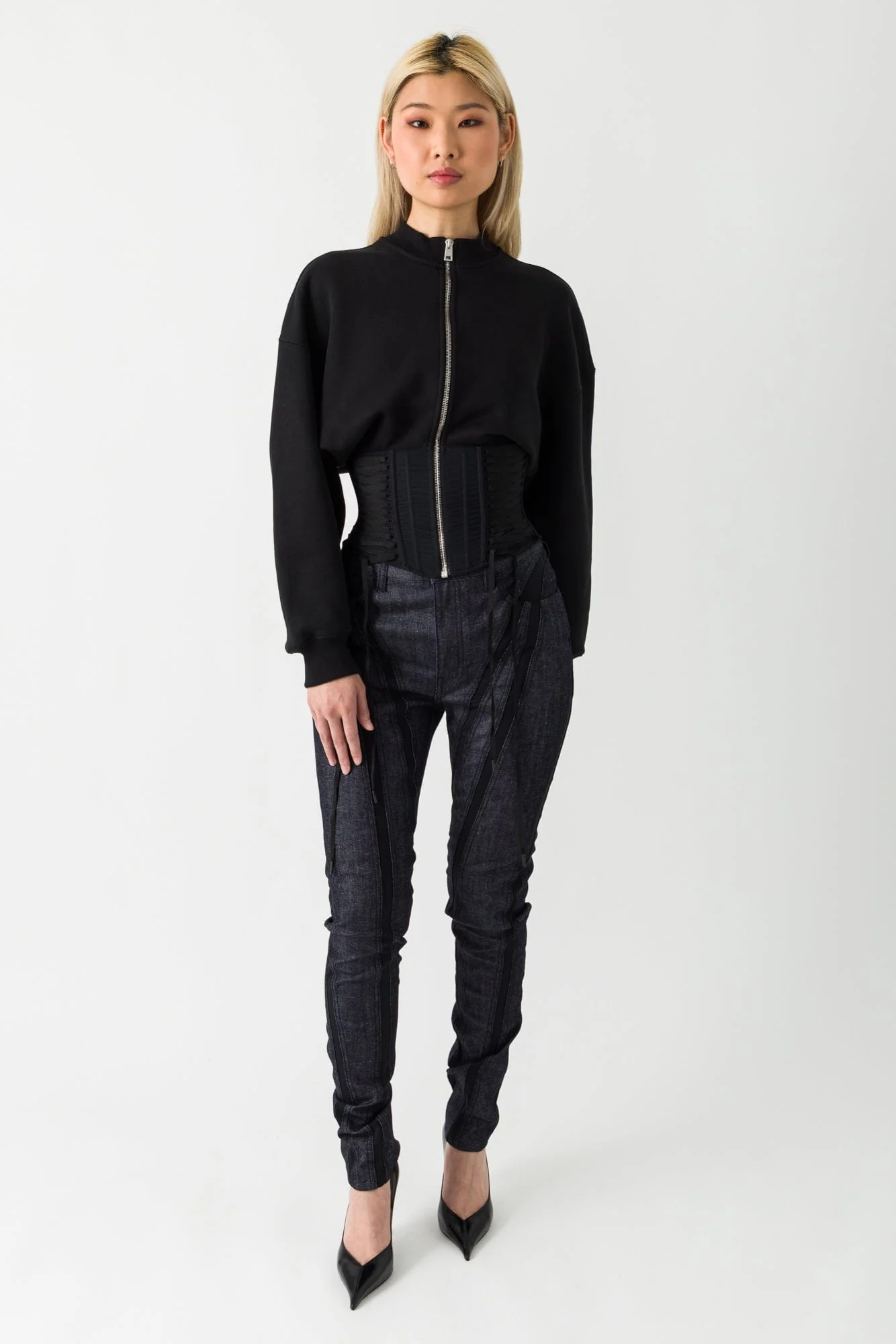 Mugler Fleece Corset Zip Up Sweatshirt SS25 - Image 4
