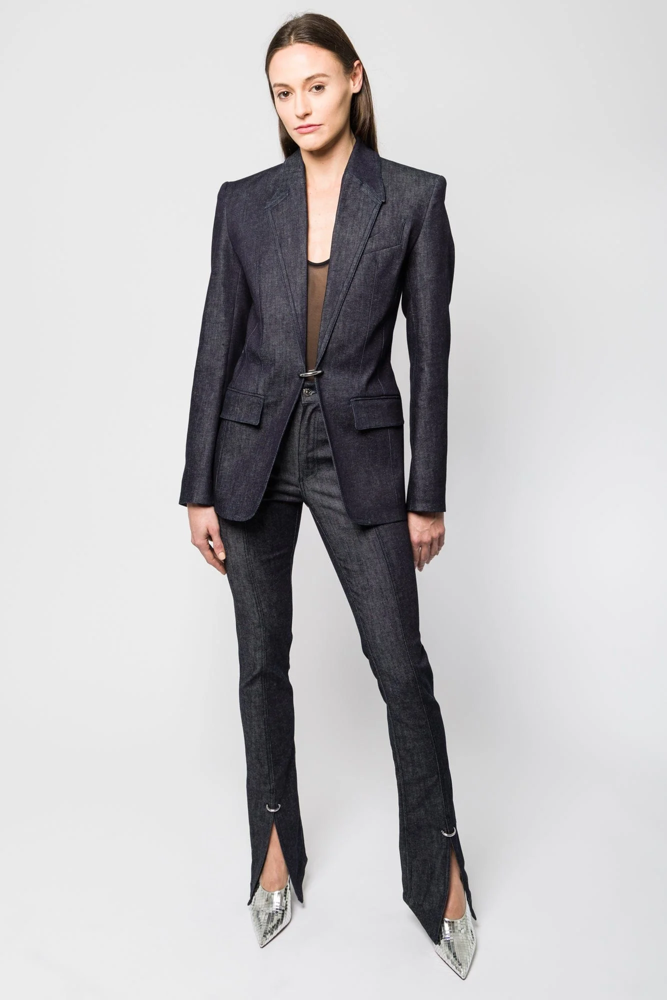 Mugler Stretch Raw Denim Blazer SS25 - Image 4