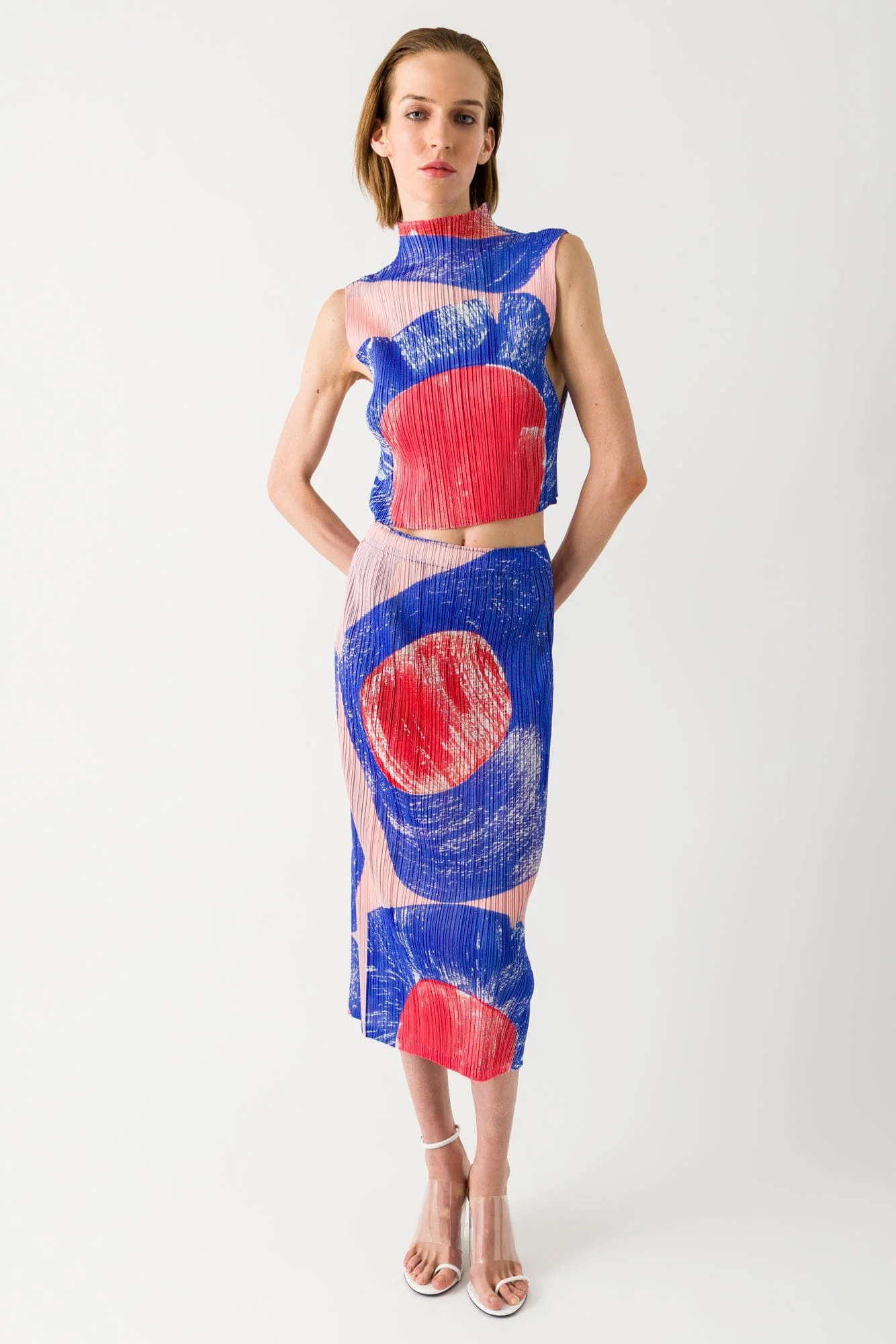Pleats Please Issey Miyake Backlight Maxi Skirt in Red SS25 - Image 4