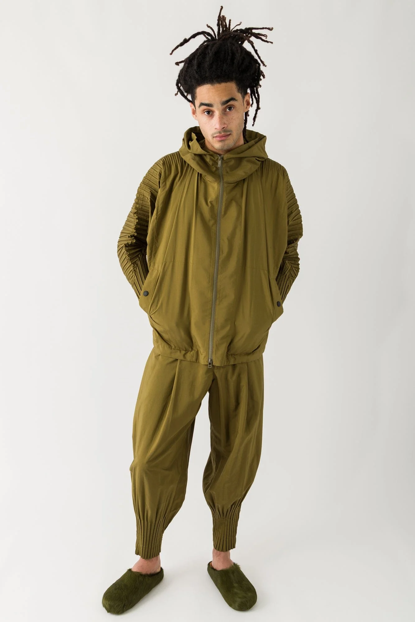 Homme Plissé Issey Miyake Cascade Trousers in Khaki SS25 - Image 4