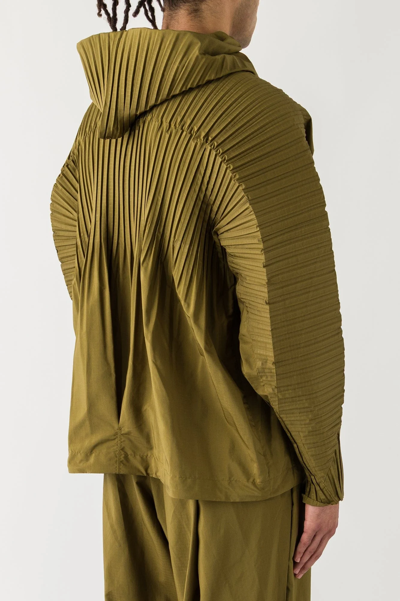 Homme Plissé Issey Miyake Cascade Zip Up in Khaki SS25 - Image 3