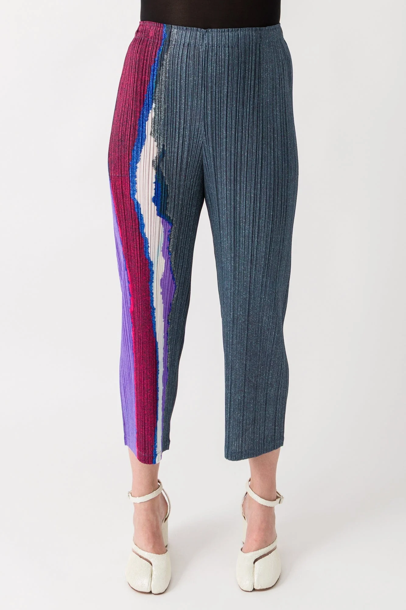 Pleats Please Issey Miyake Grainy Colors Trousers in Dark Blue Gray SS25