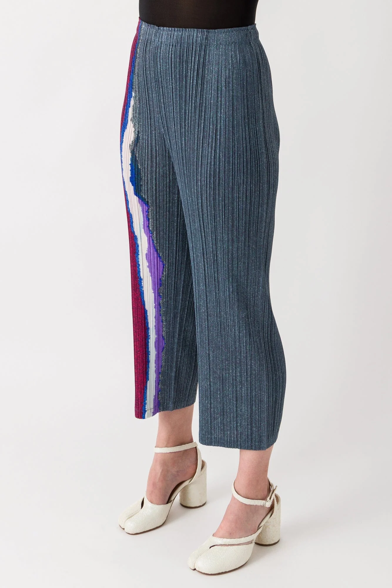 Pleats Please Issey Miyake Grainy Colors Trousers in Dark Blue Gray SS25 - Image 2
