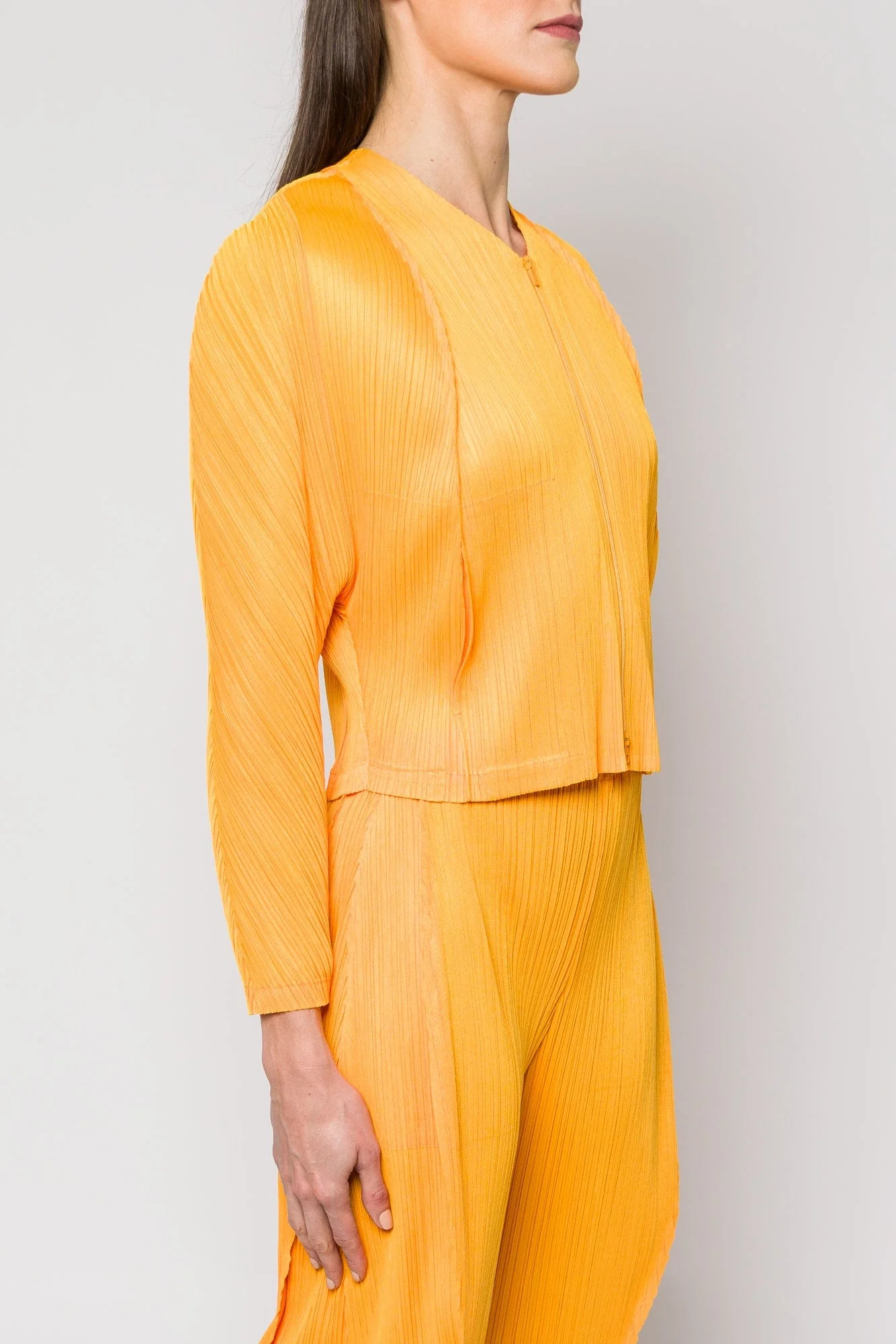 Pleats Please Issey Miyake Lantern Long Sleeve in Orange Yellow SS25 - Image 2