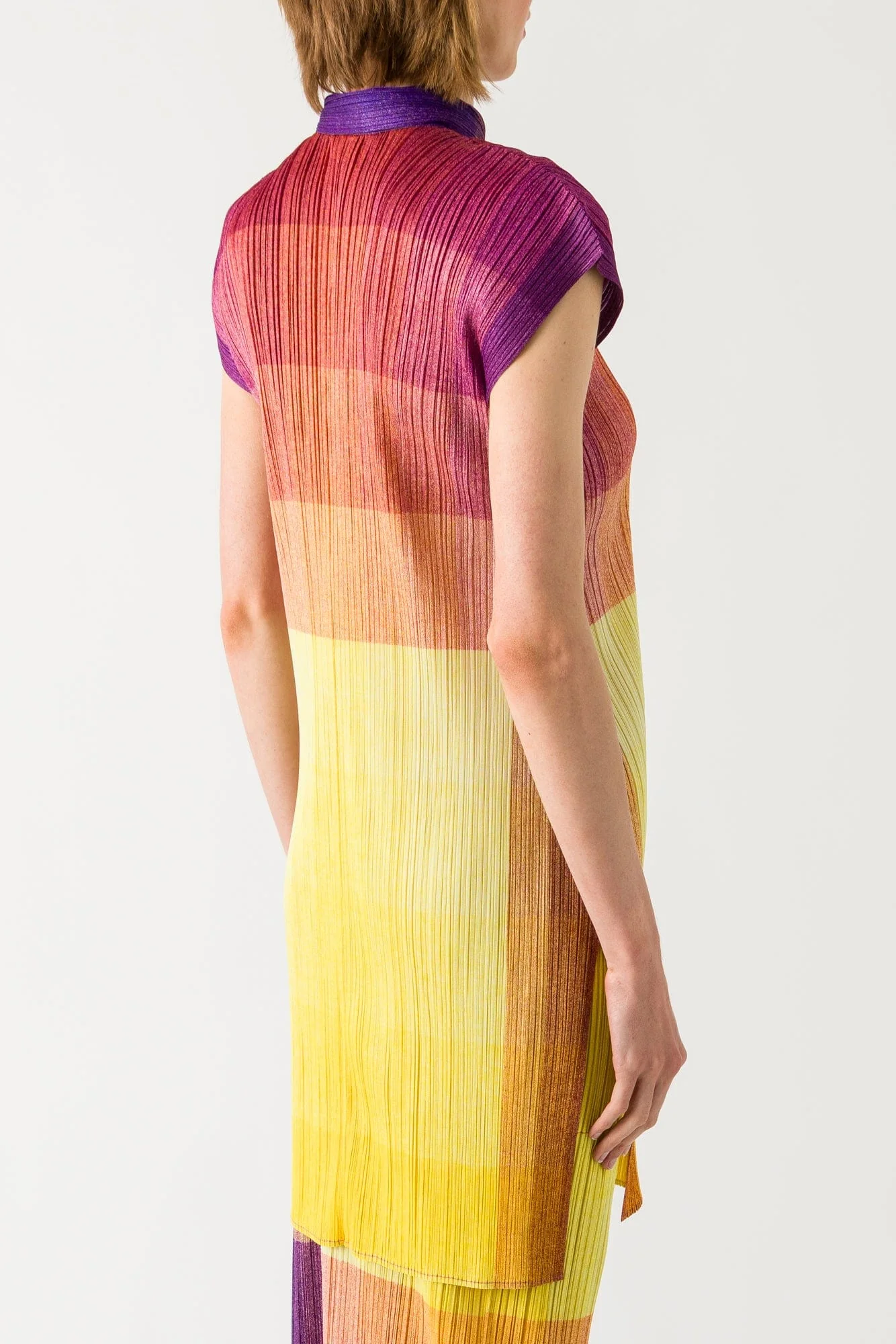 Pleats Please Issey Miyake Photon Extra Long Button Down in Yellow SS25 - Image 3