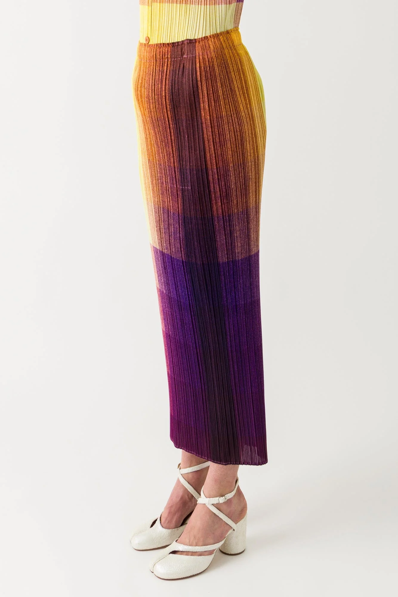 Pleats Please Issey Miyake Photon Maxi Skirt in Yellow SS25 - Image 2