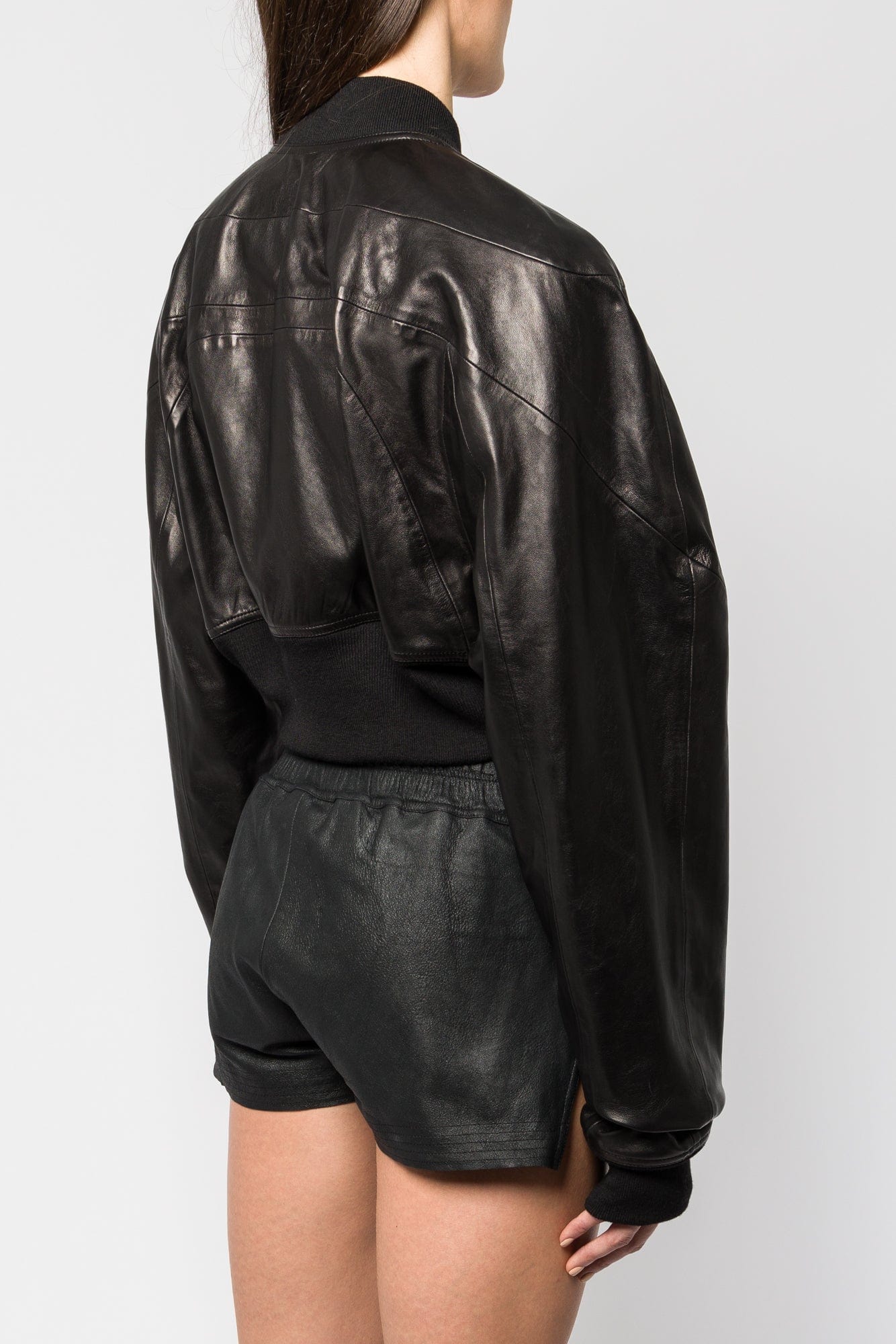 Rick Owens Girdered Cropped Bomber in Black SS25 - Image 3