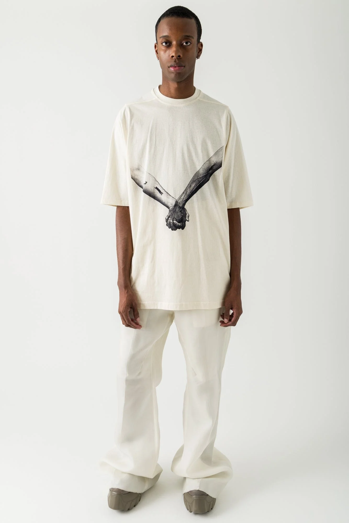 Rick Owens Jumbo SS T in Natural and Black SS25 - Image 4