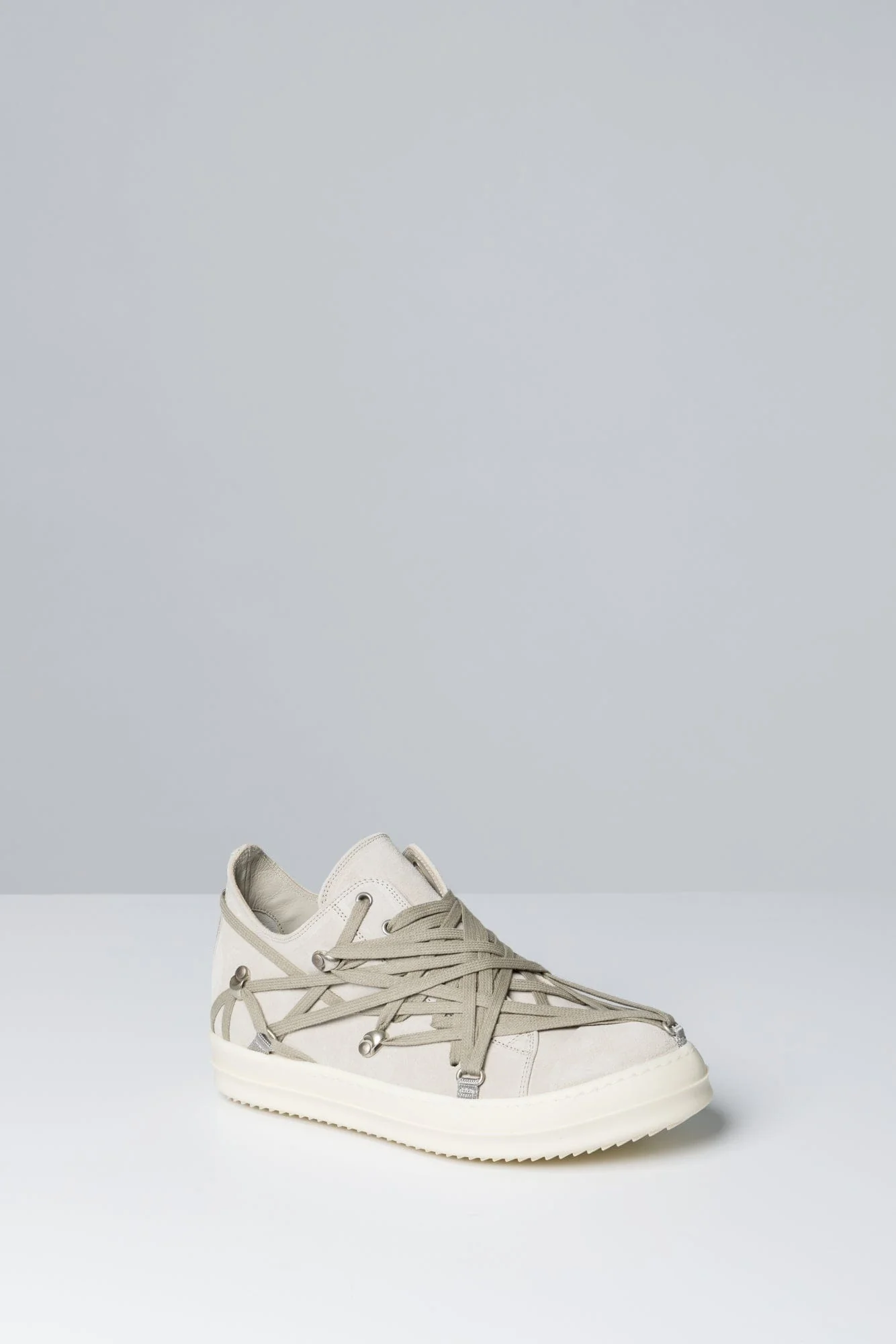 Rick Owens Megalaced Low Sneaks in Brown Milk SS25 - Image 2