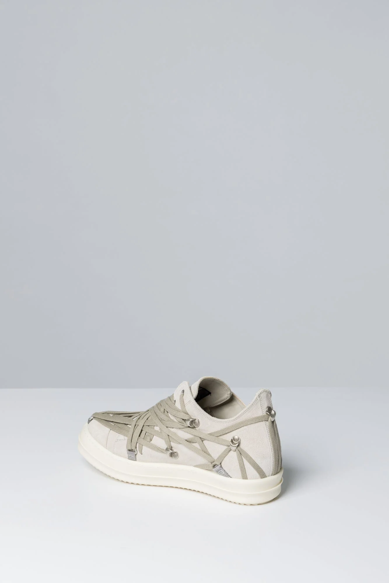 Rick Owens Megalaced Low Sneaks in Brown Milk SS25 - Image 4