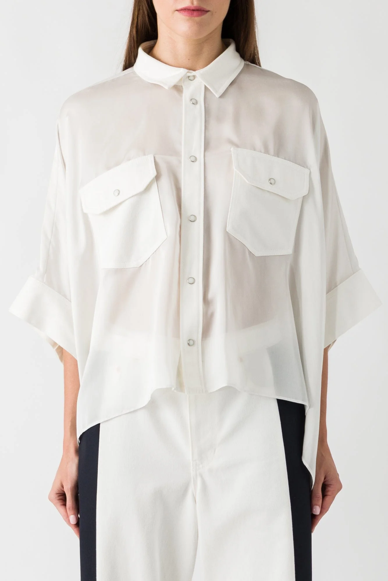 Sacai Denim Print Shirt in Off White
