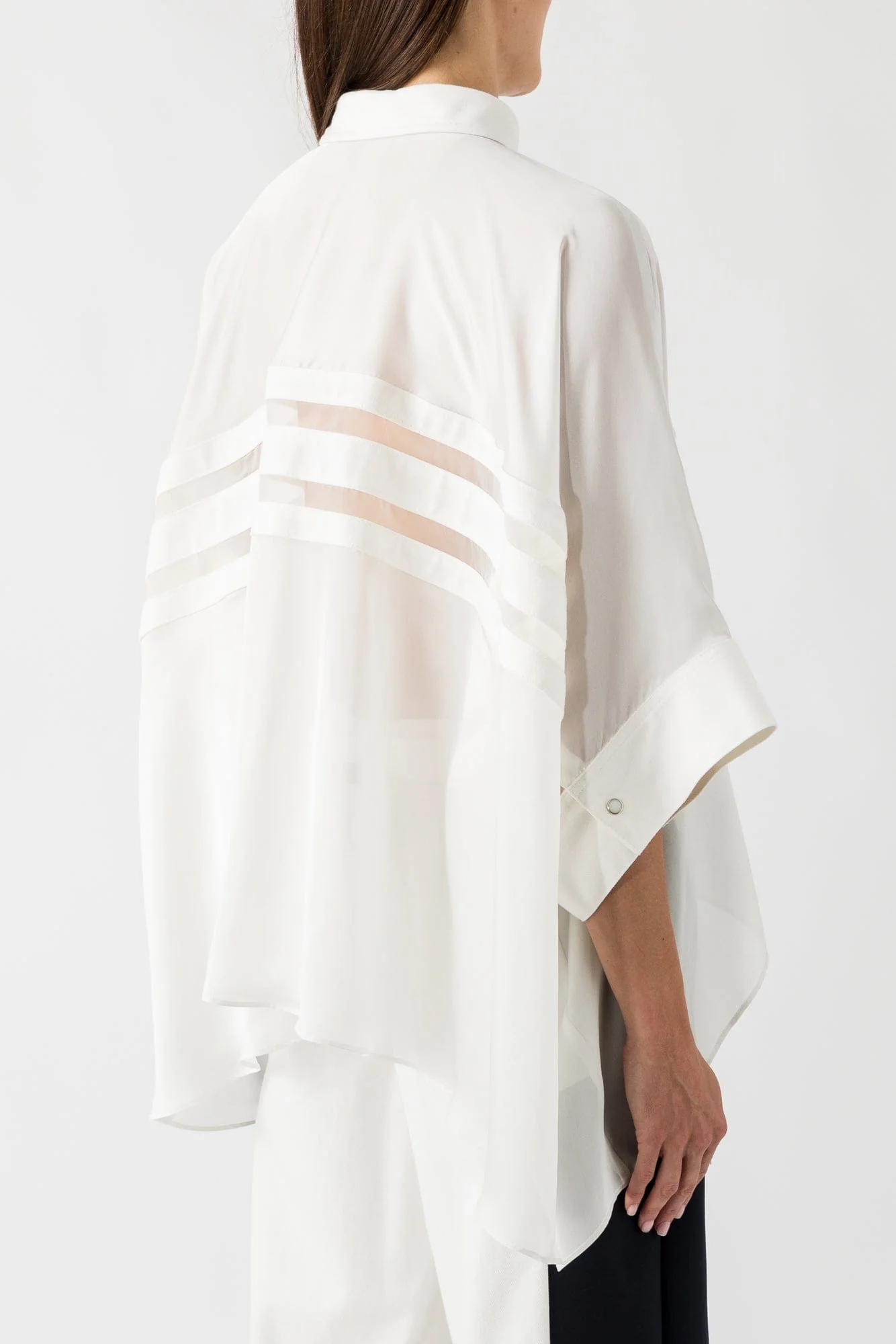 Sacai Denim Print Shirt in Off White - Image 3