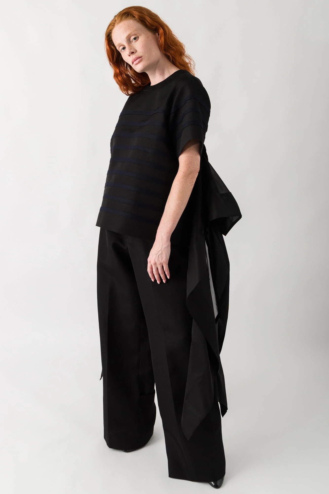 Sacai Double-Faced Silk Cotton x Silk Organza Pullover - Image 4