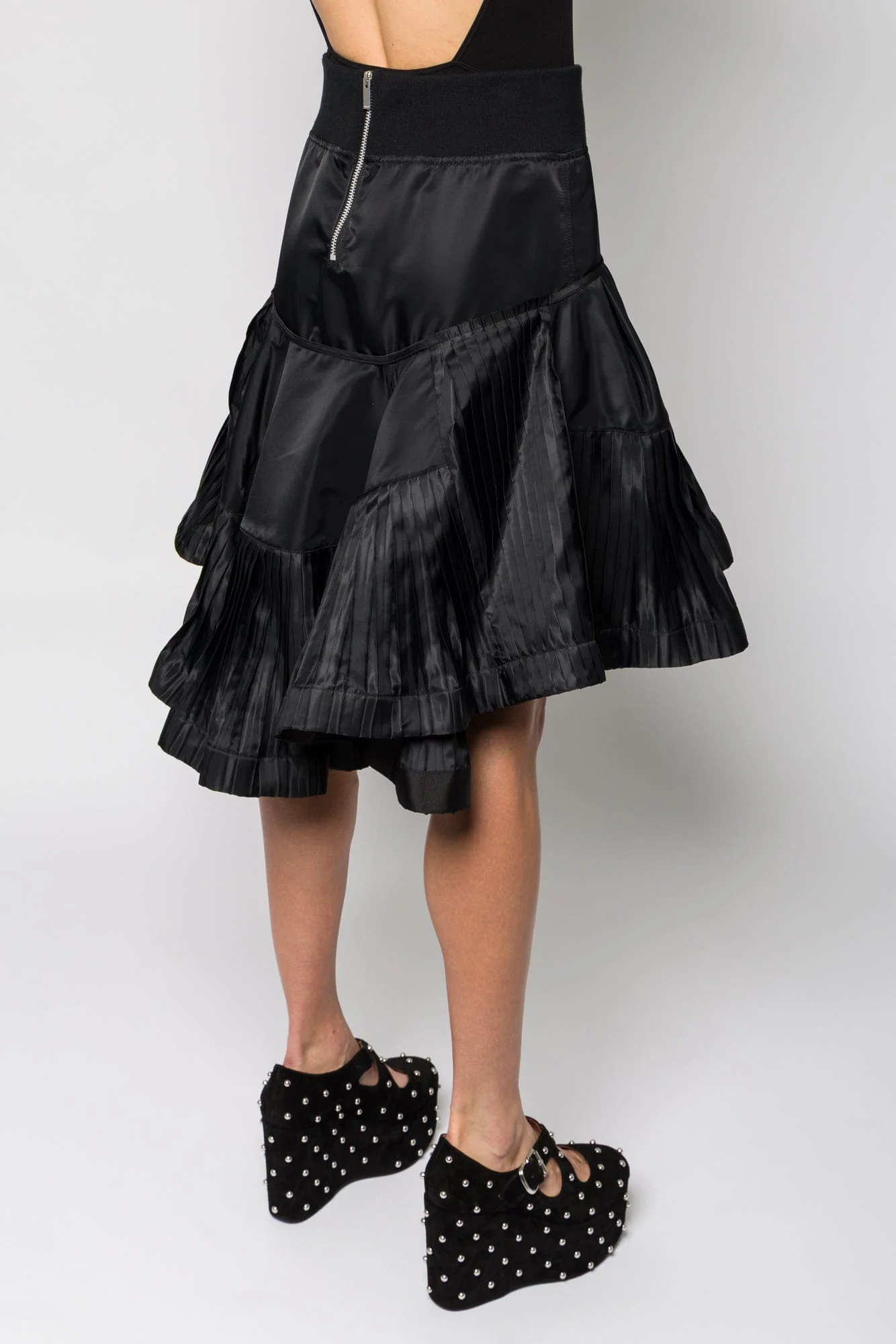 Sacai Nylon Twill Pleated Skirt in Black - Image 3