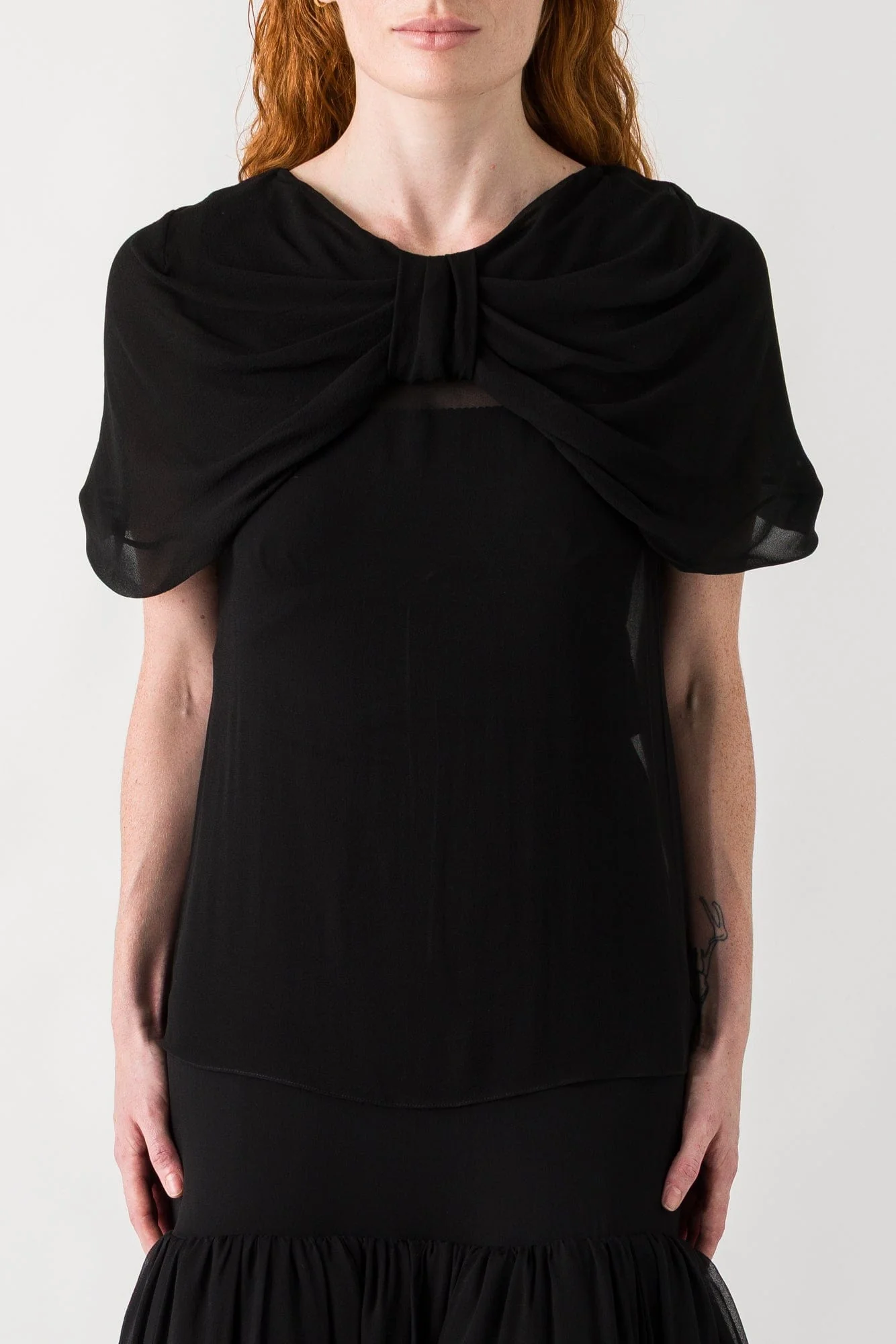 Simone Rocha Sheer Extended Bow Detail Fitted Top