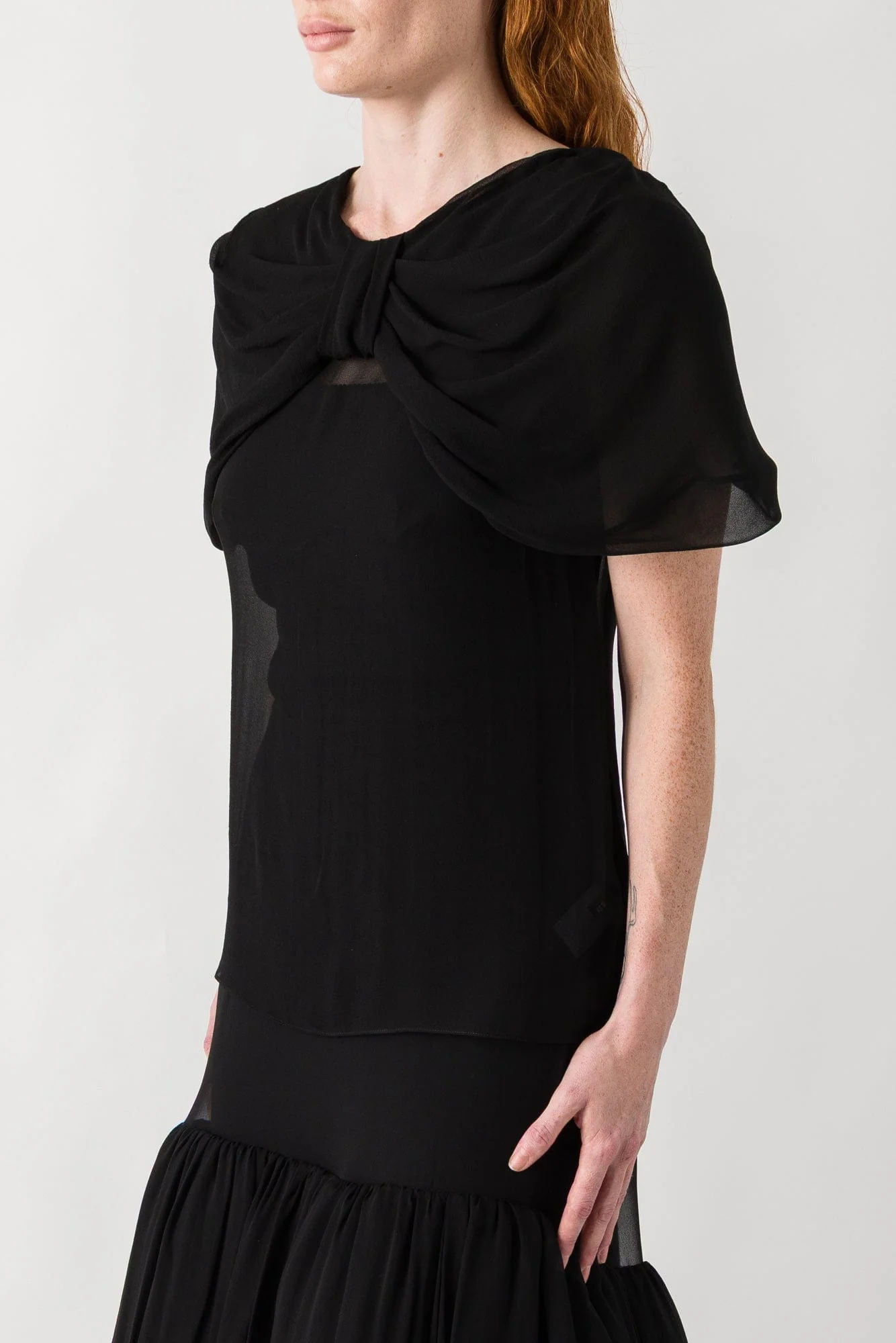 Simone Rocha Sheer Extended Bow Detail Fitted Top - Image 2
