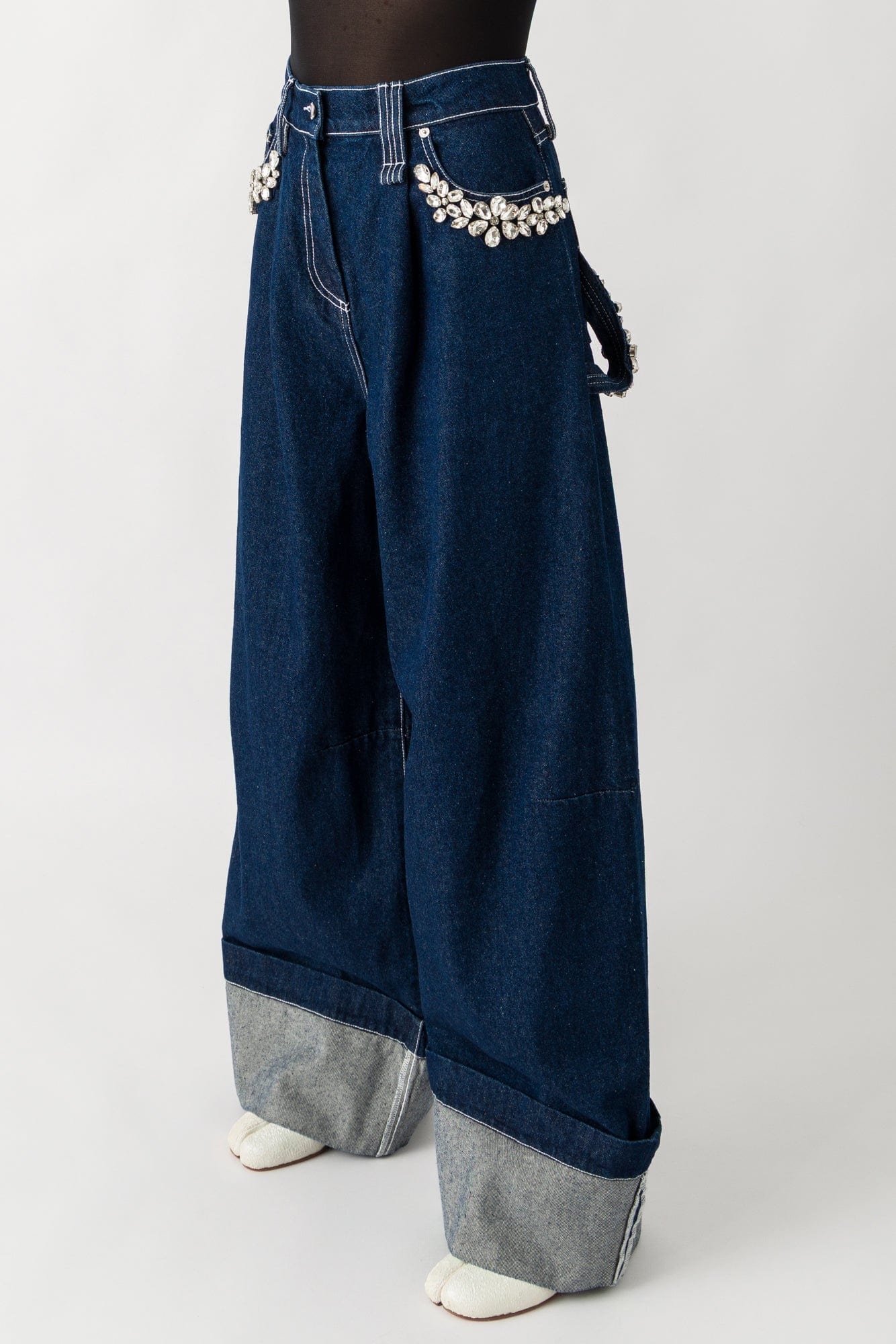 Simone Rocha Wide Leg Puddle Jeans with Turbo Embroidery - Image 2