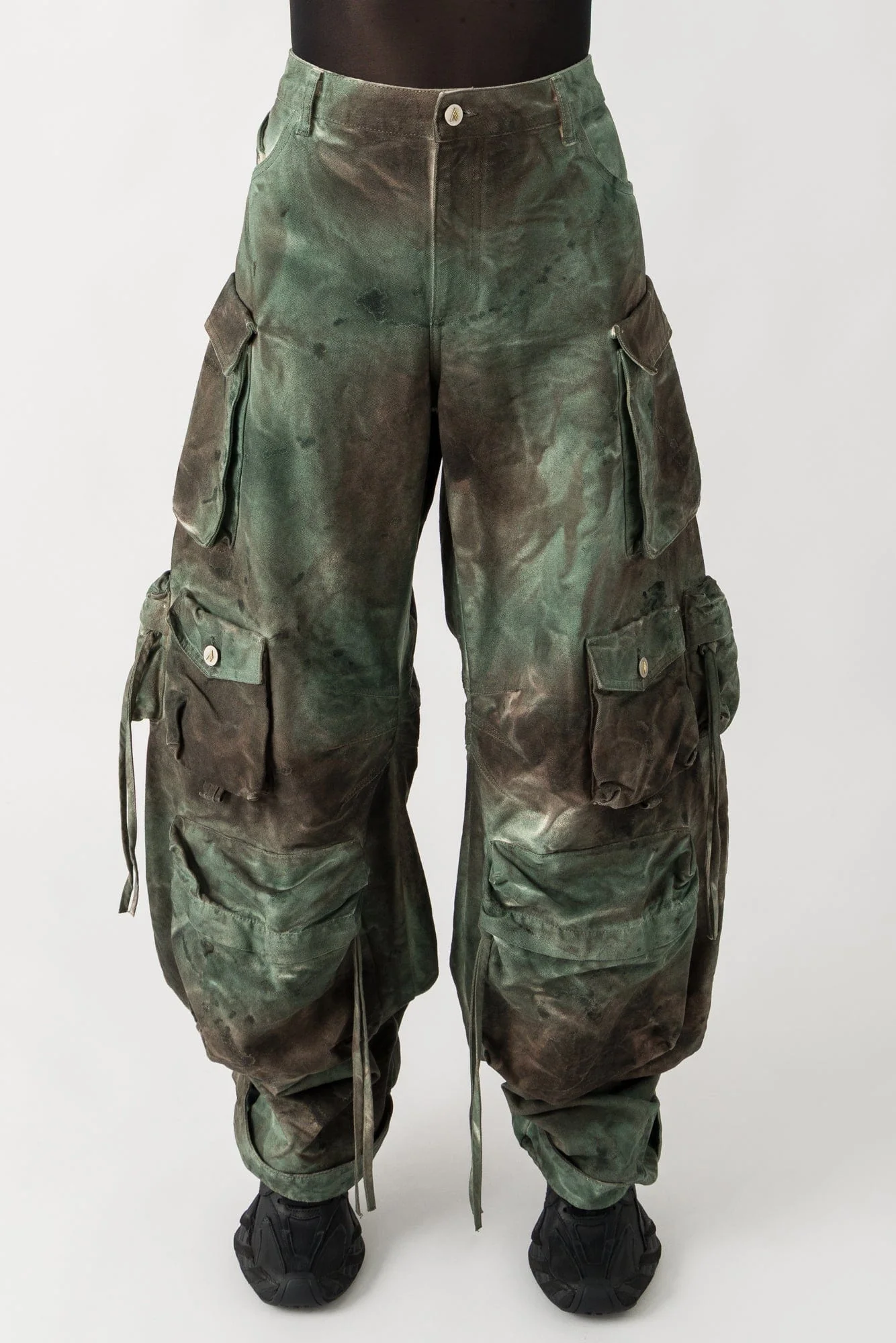 The Attico Fern Pants in Faded Green Camouflage