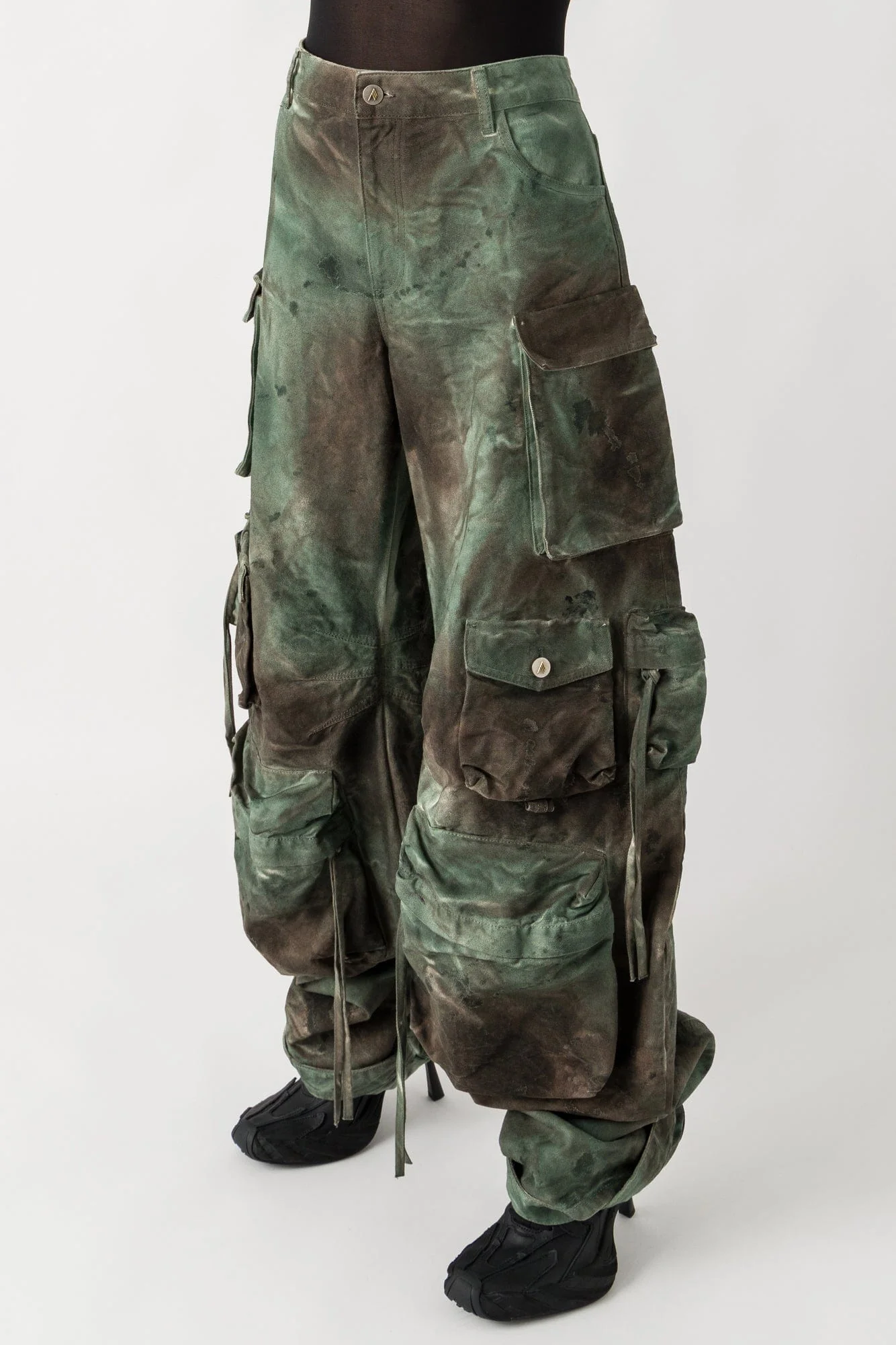 The Attico Fern Pants in Faded Green Camouflage - Image 2