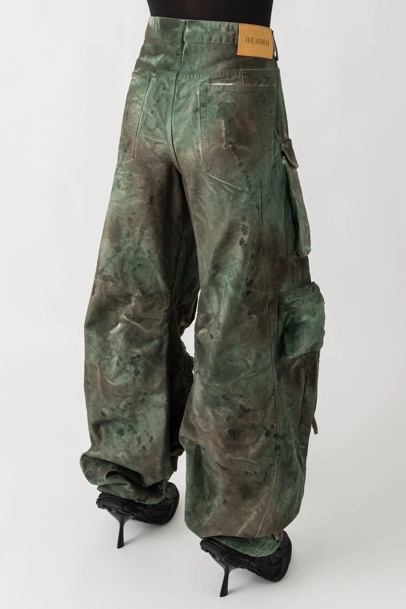 The Attico Fern Pants in Faded Green Camouflage - Image 3