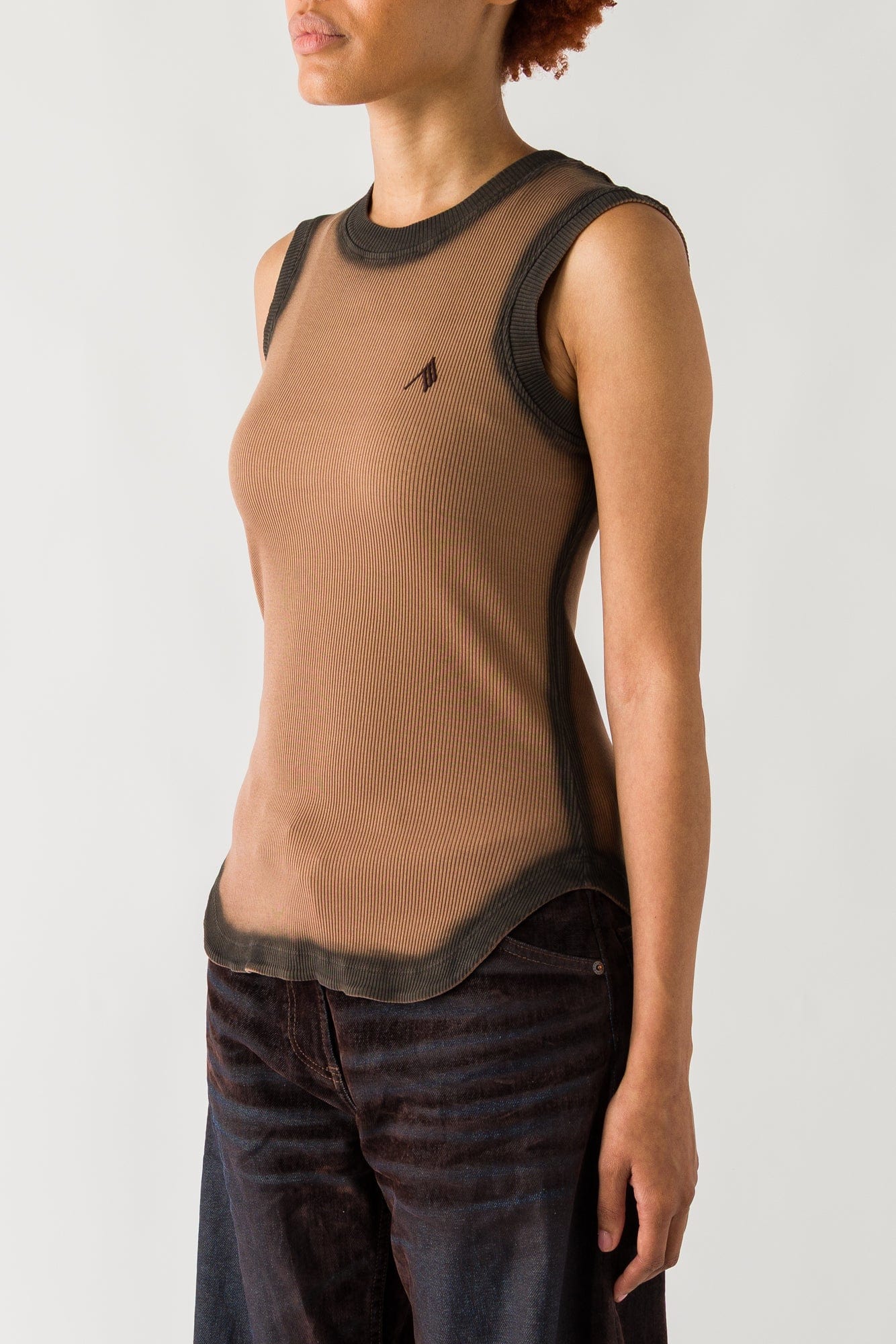 The Attico Jersey Rib Tank in Faded Terracotta - Image 2