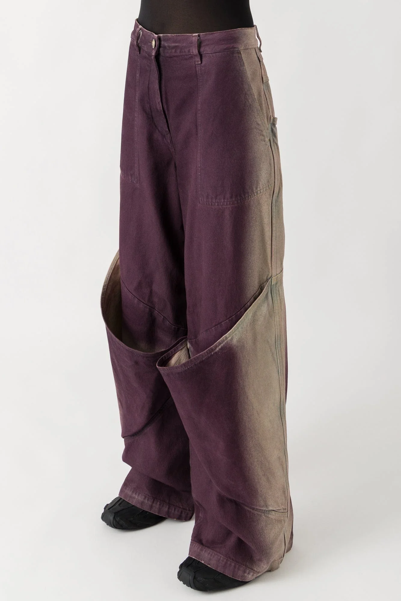 The Attico Long Double Pants in Purple Faded Wash - Image 2